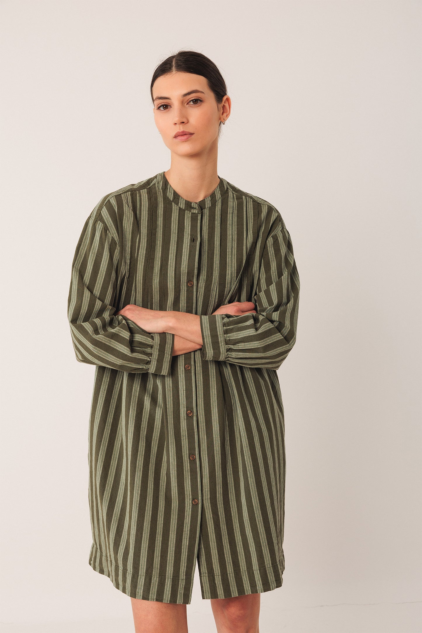PLEATED COTTON DRESS