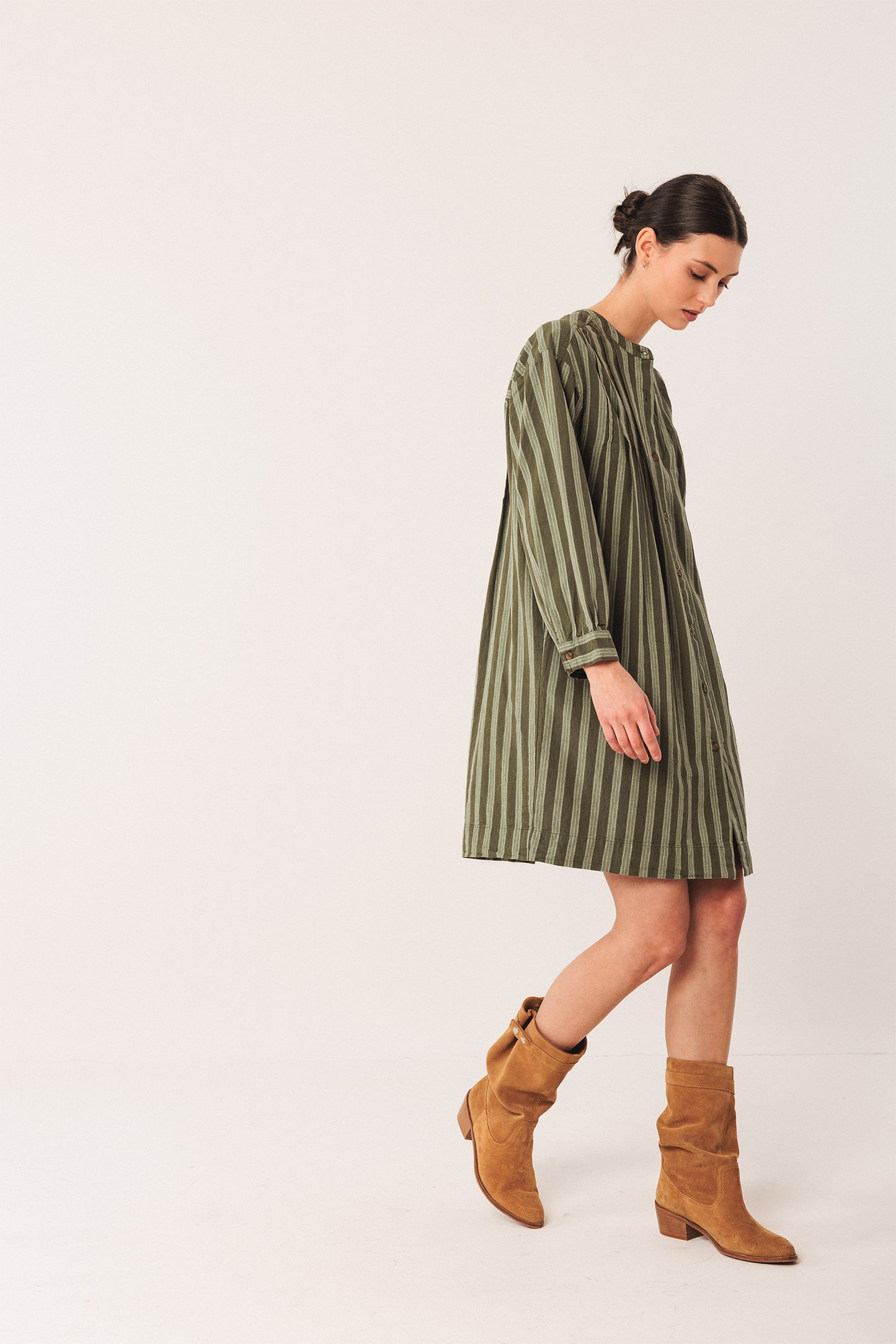 PLEATED COTTON DRESS
