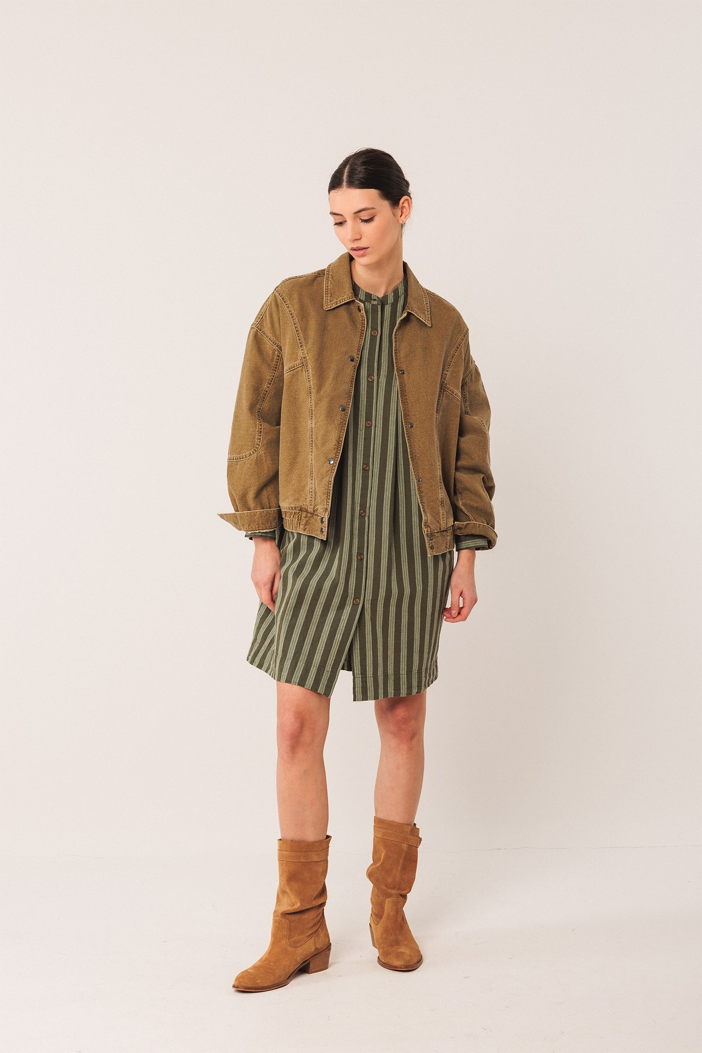 PLEATED COTTON DRESS
