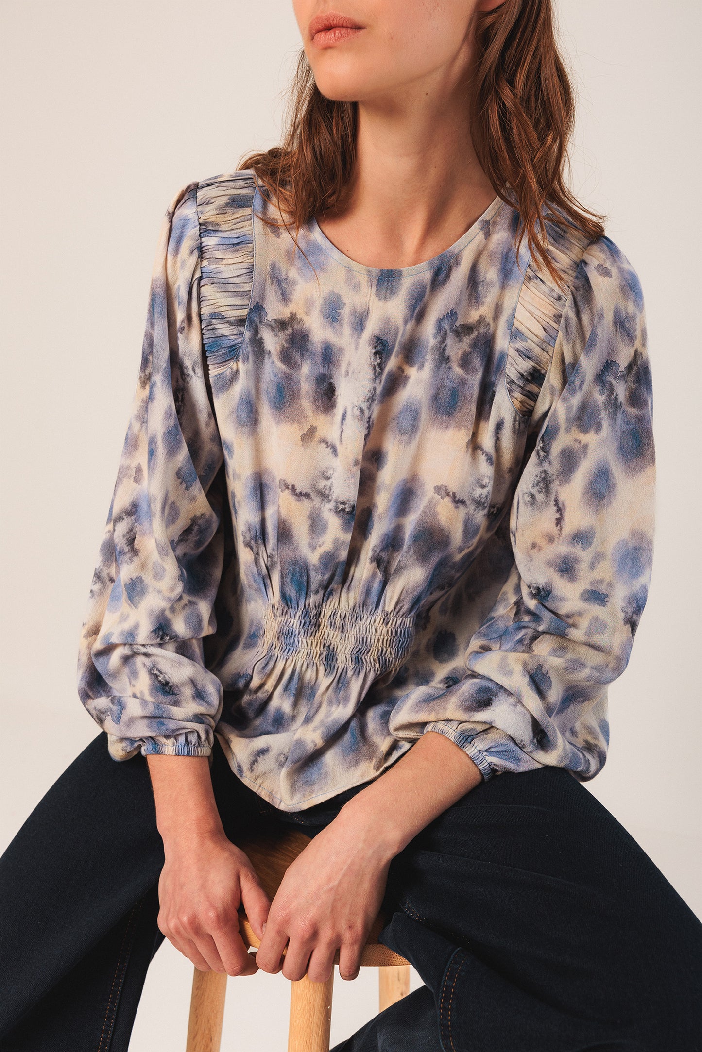 ELASTIC WATERCOLOR BLOUSE
