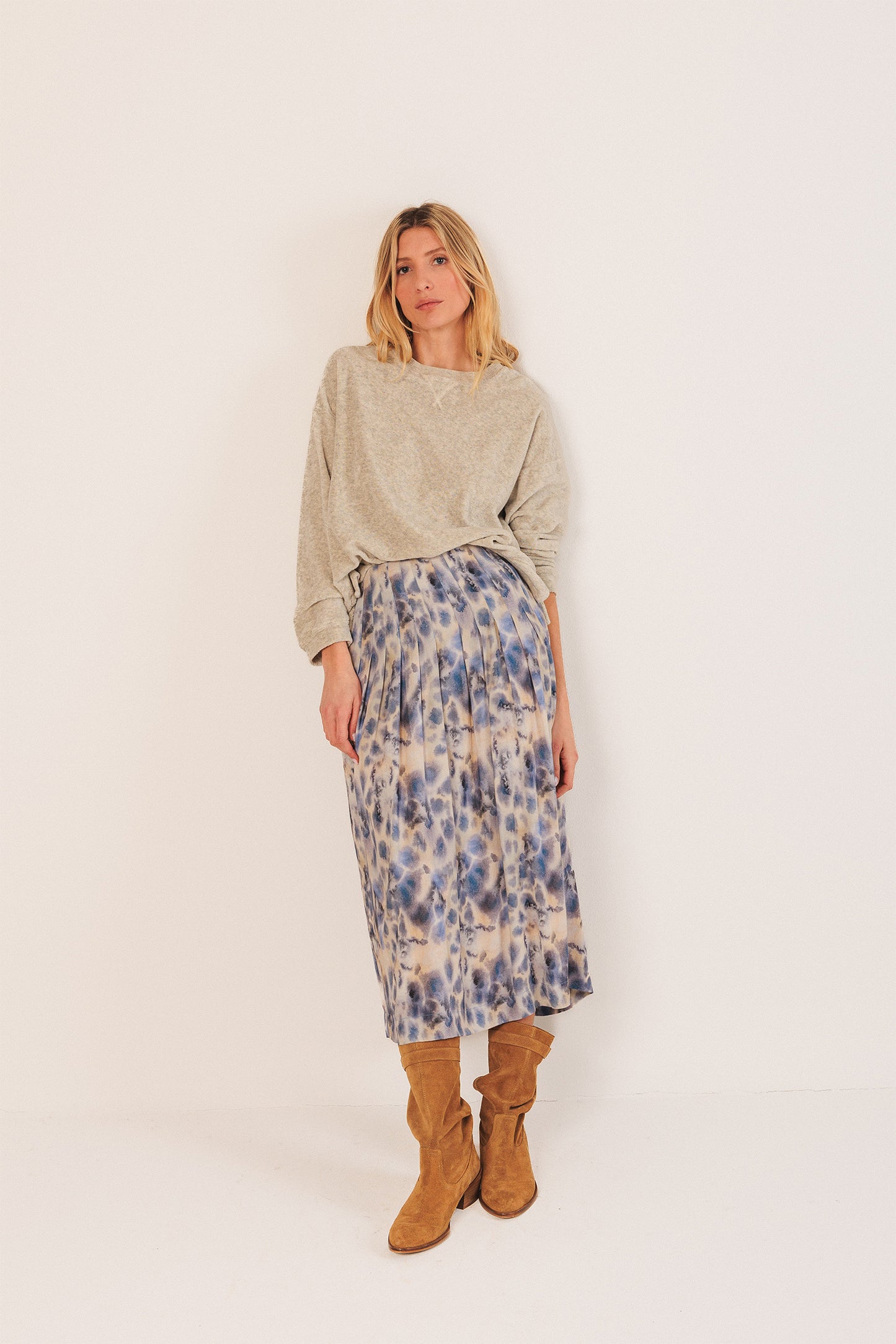 WATERCOLOR MIDI SKIRT