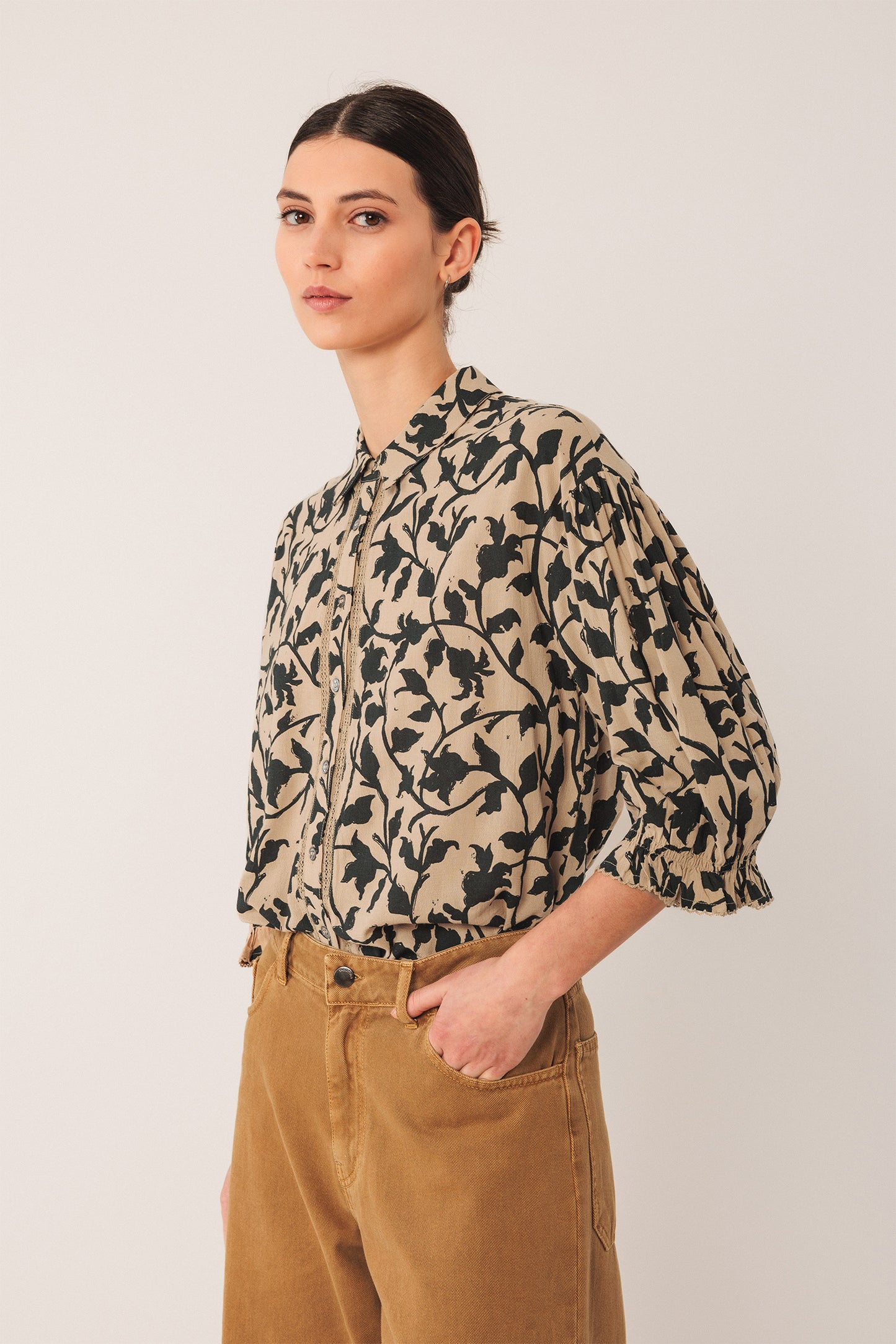 3/4 SLEEVE VISCOSE SHIRT