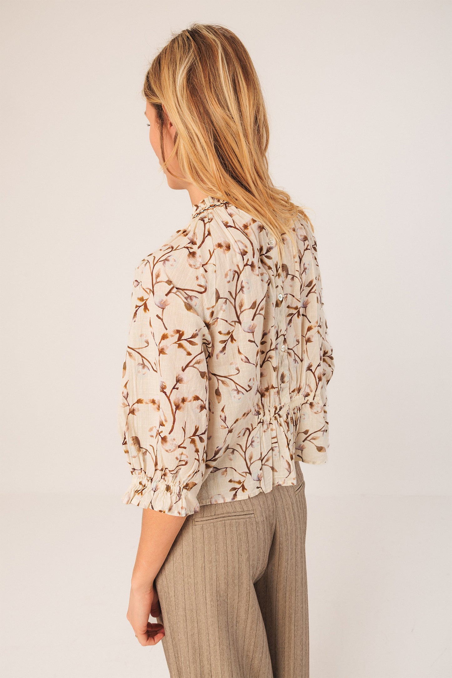 ELASTIC COTTON BLOUSE