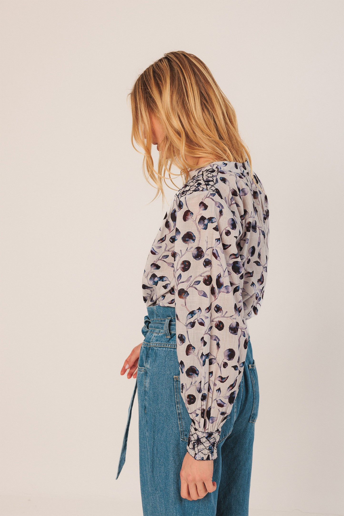 SMOCK-DETAIL BLOUSE