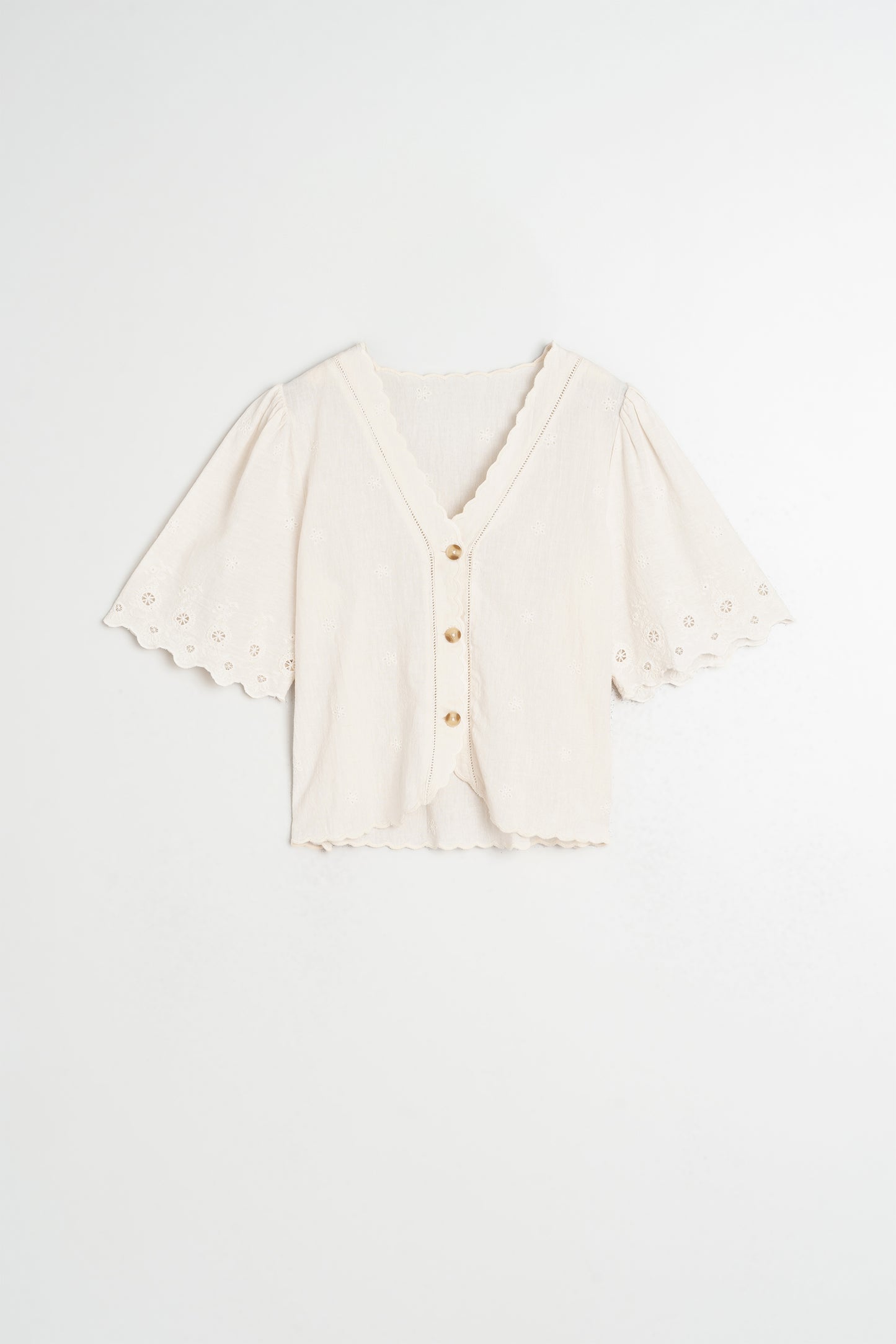 EMBROIDERED V-NECK BLOUSE