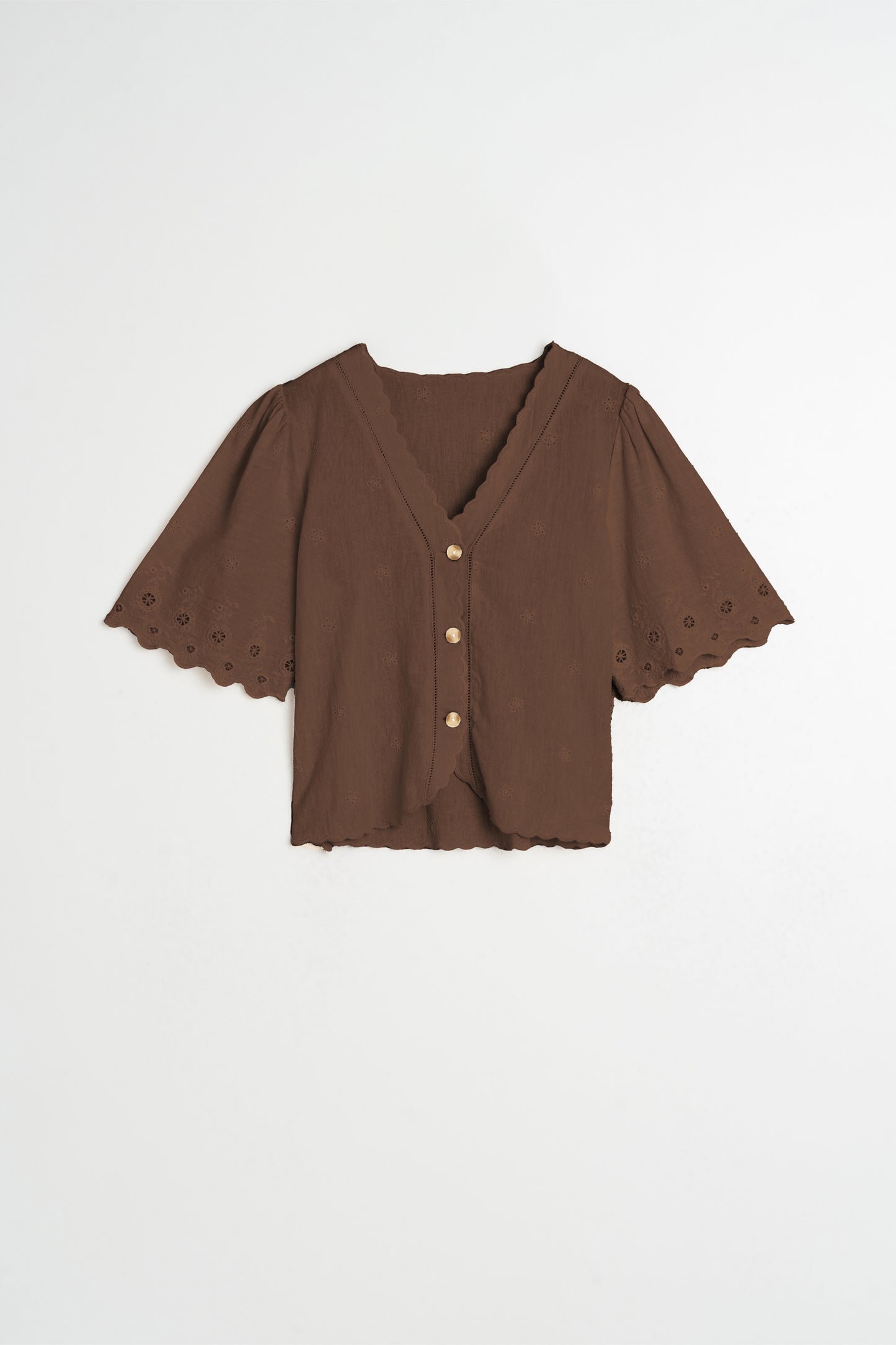 EMBROIDERED V-NECK BLOUSE
