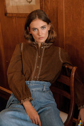 RUFFLED COLLAR BLOUSE