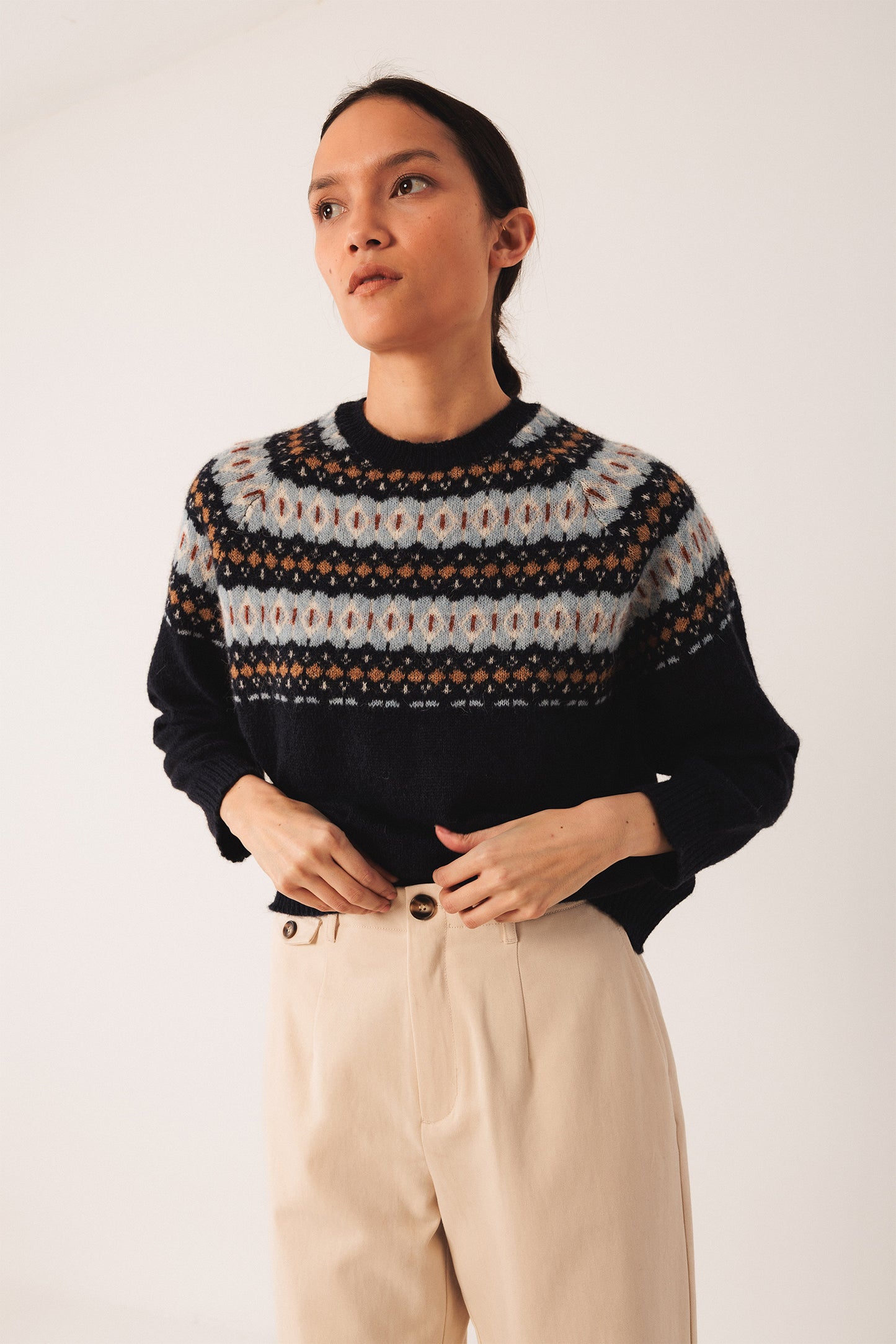 JACQUARD BORDER SWEATER