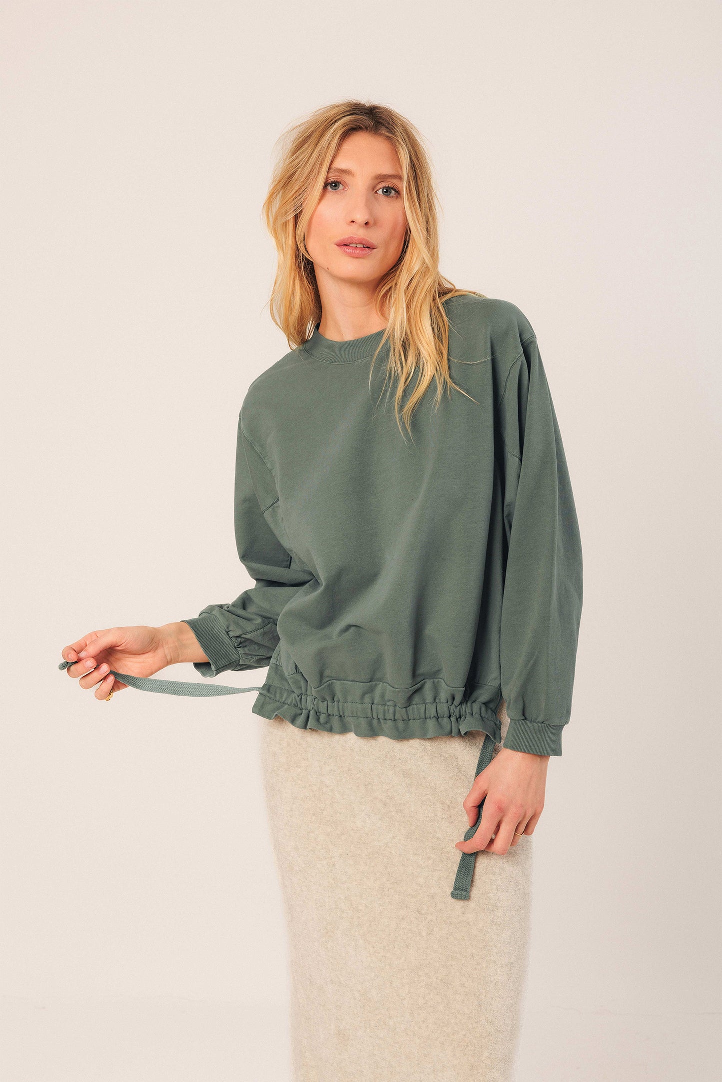 COTTON TERRY LOOPED SWEATSHIRT