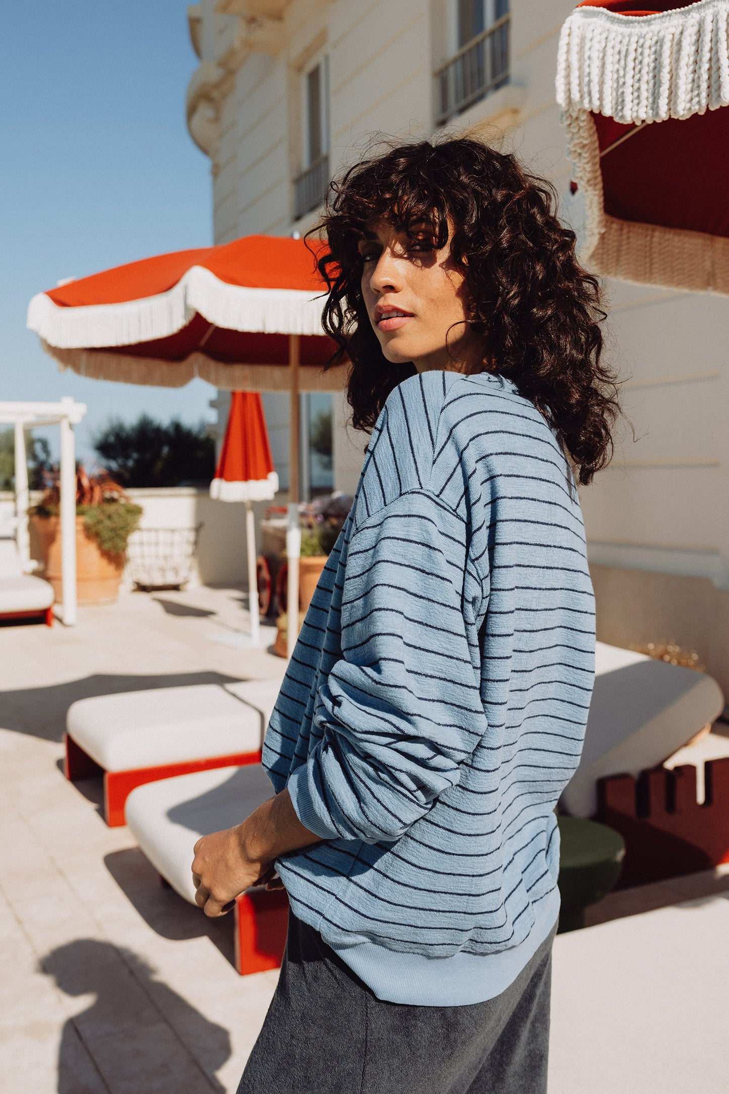 STRIPED COTTON SWEATSHIRT