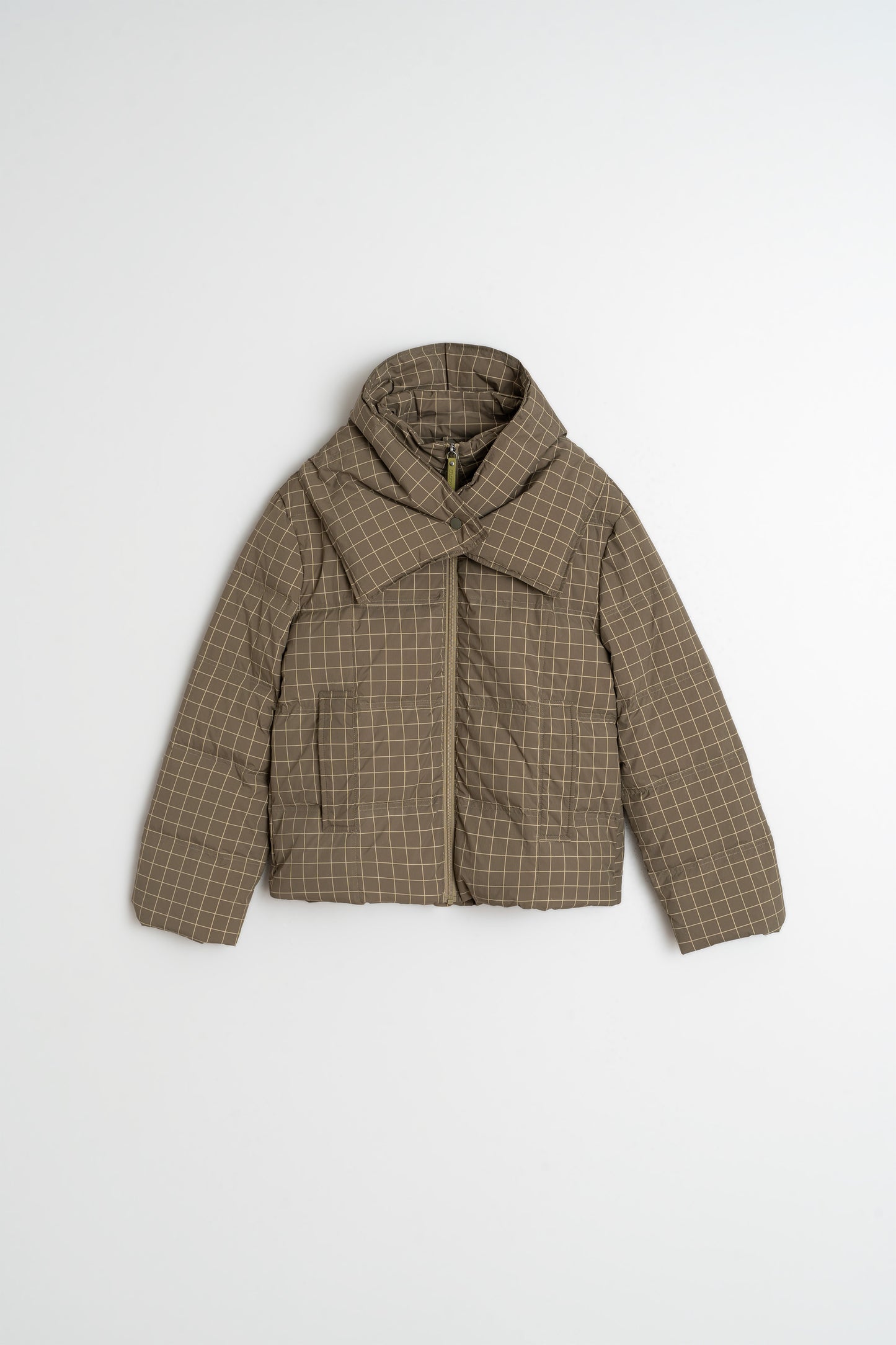 SHORT CHECKERED DOWN COAT