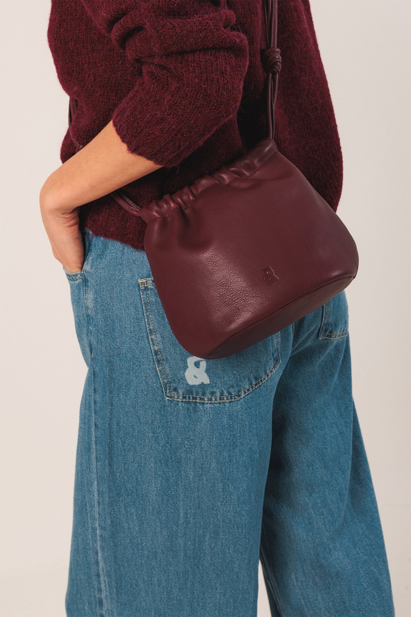 GATHERED LEATHER TOTE BAG