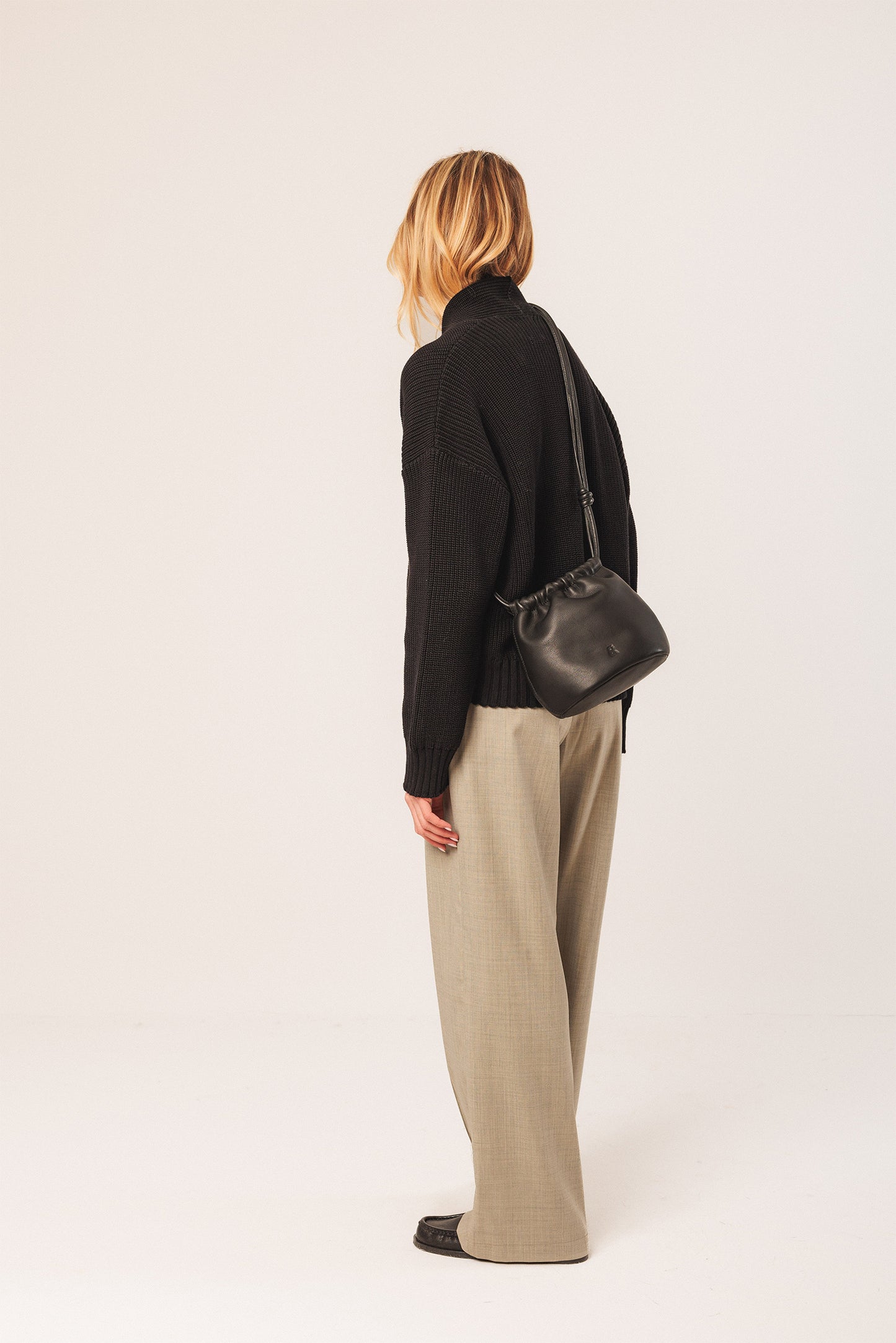 GATHERED LEATHER TOTE BAG