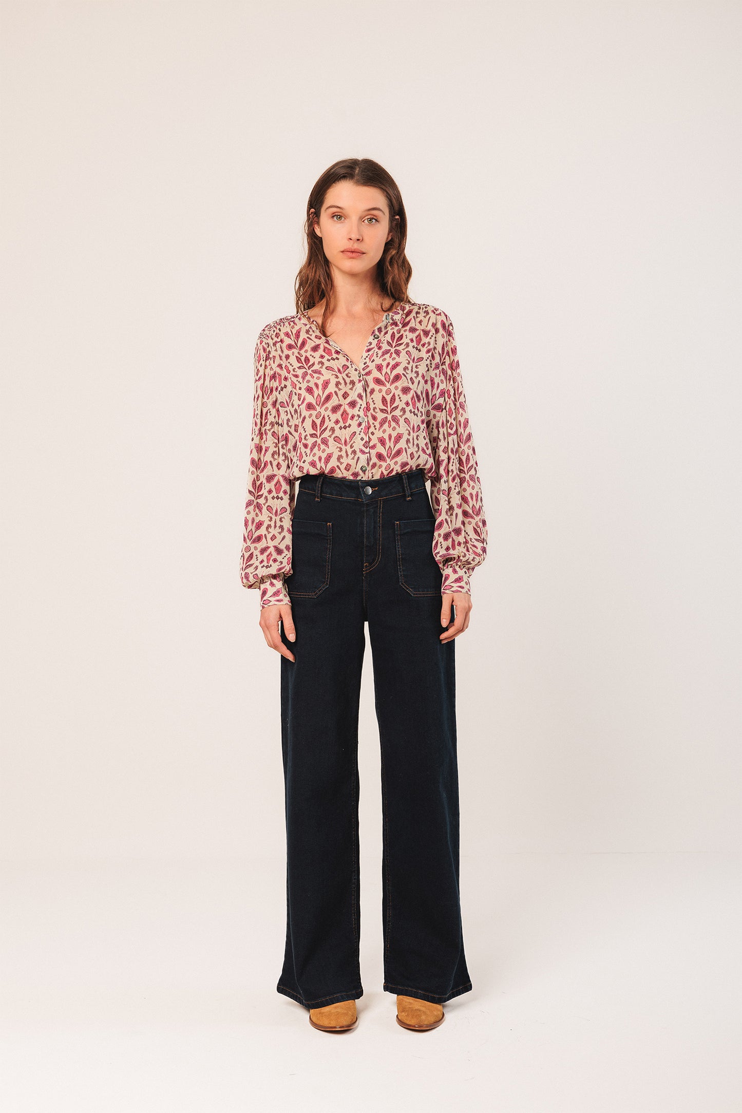 SMOCK-DETAIL SHIRT