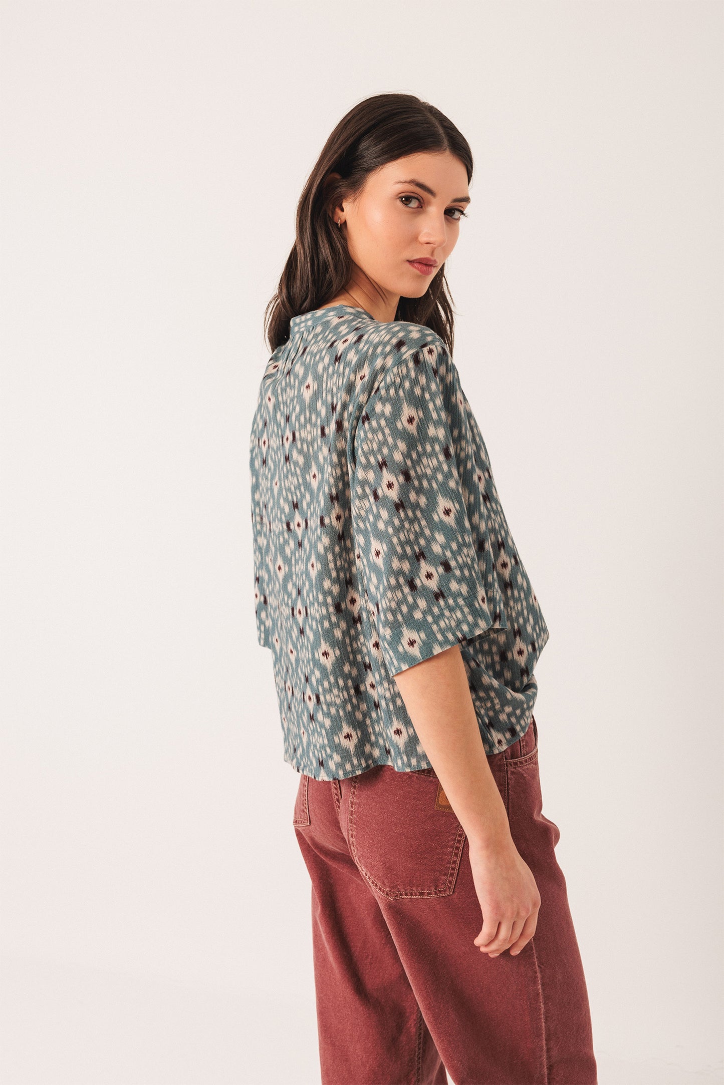 SMOCK-DETAIL BLOUSE