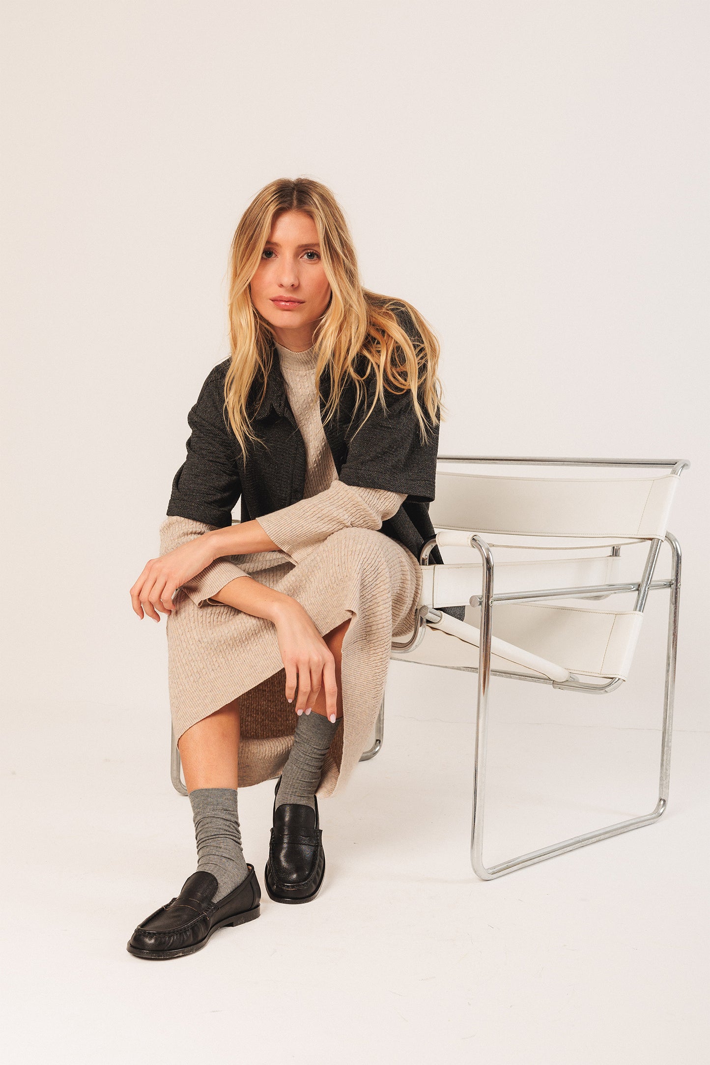 WIDE CABLE-KNIT DRESS