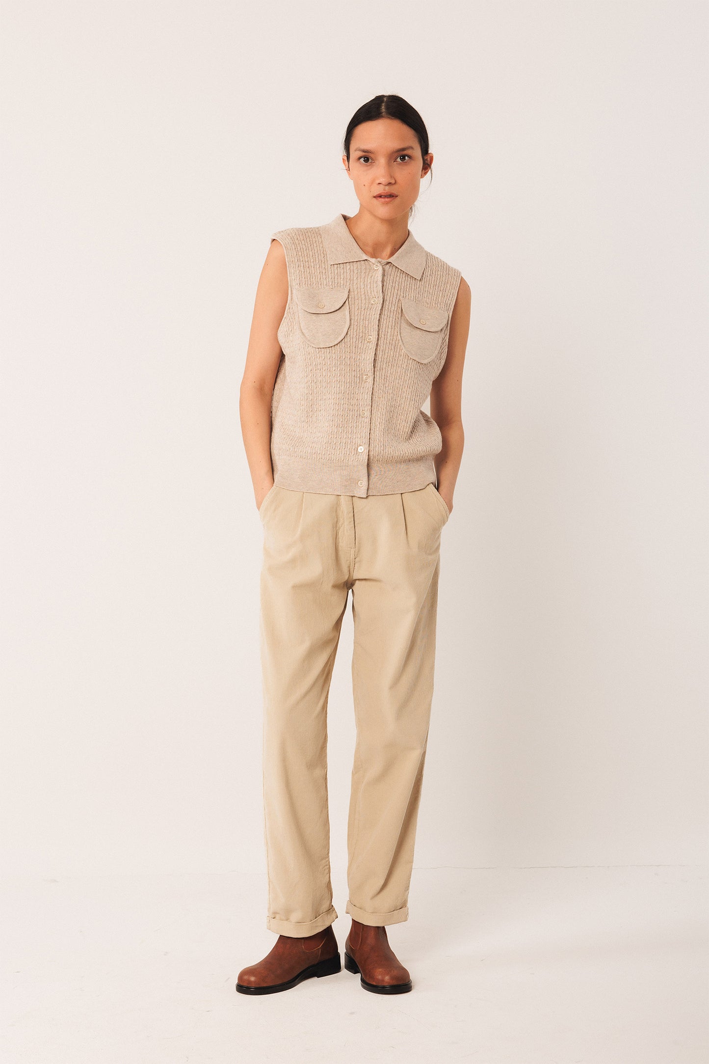 CABLE-KNIT VEST TOP
