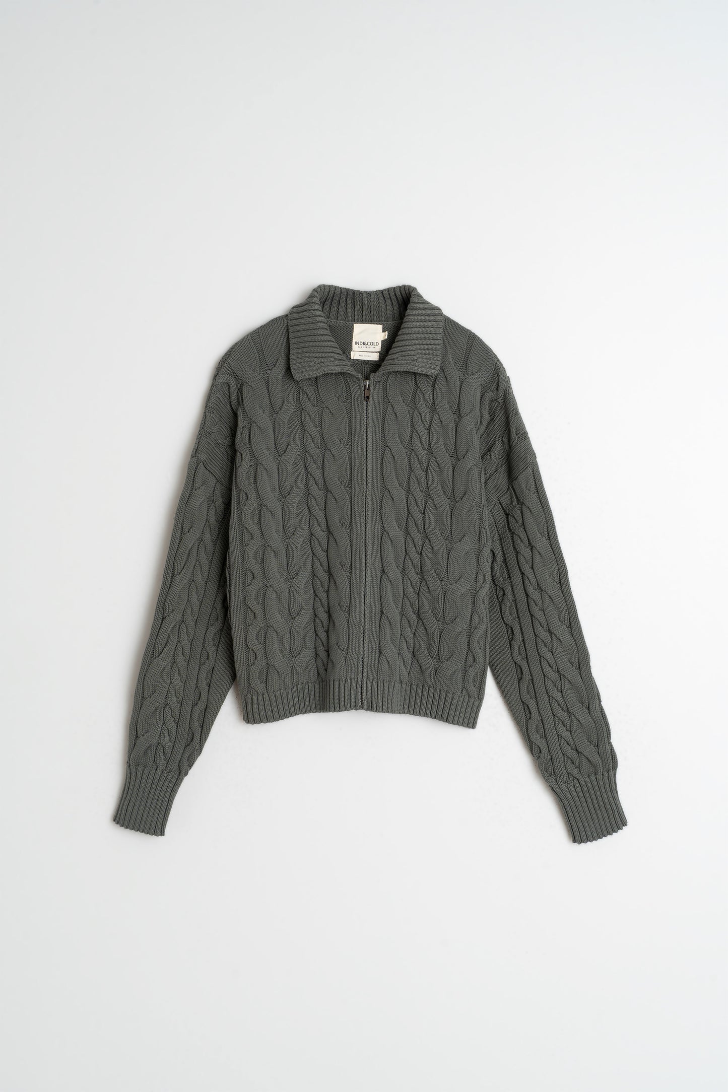 COTTON CABLE-KNIT JACKET