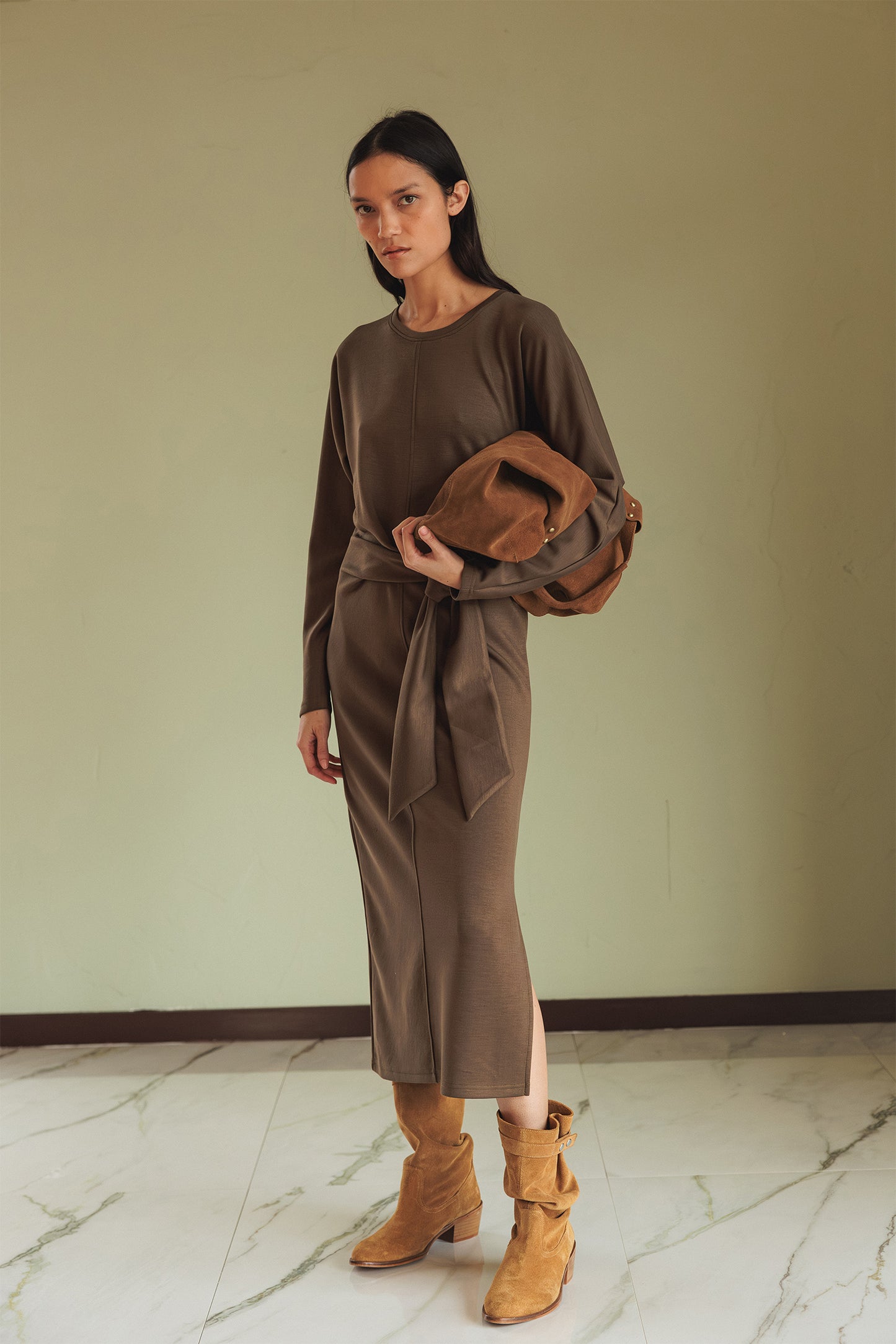 SPLIT LEATHER TOTE BAG
