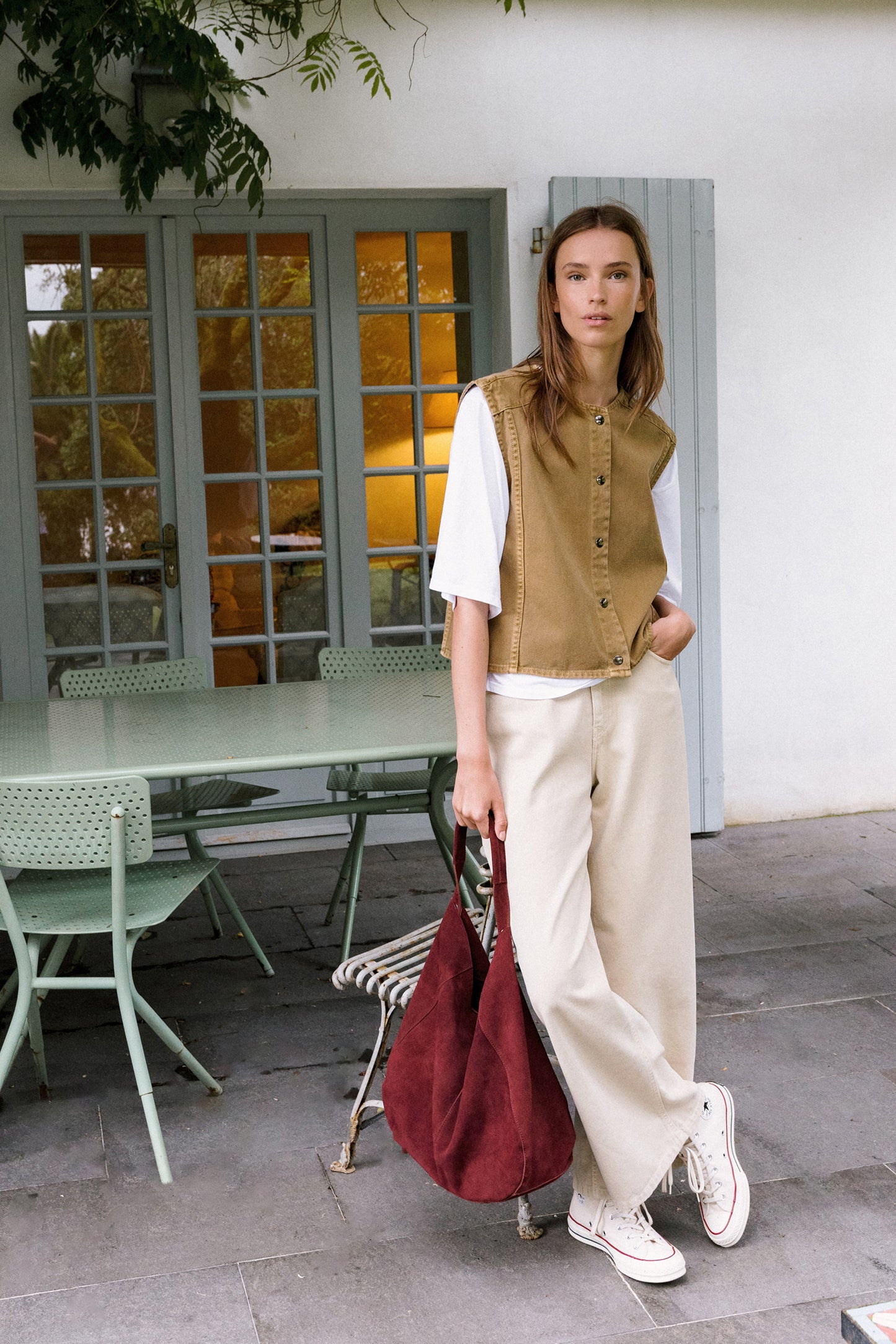 SPLIT LEATHER TOTE BAG