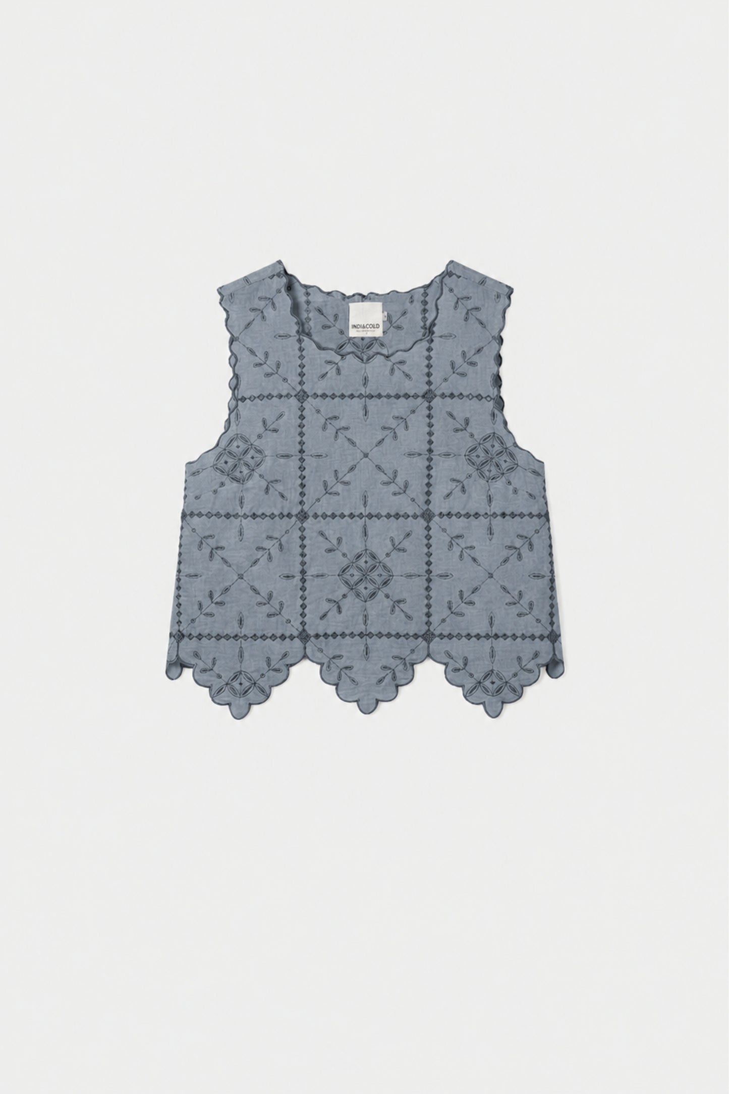 PERFORATED-EMBROIDERY TOP