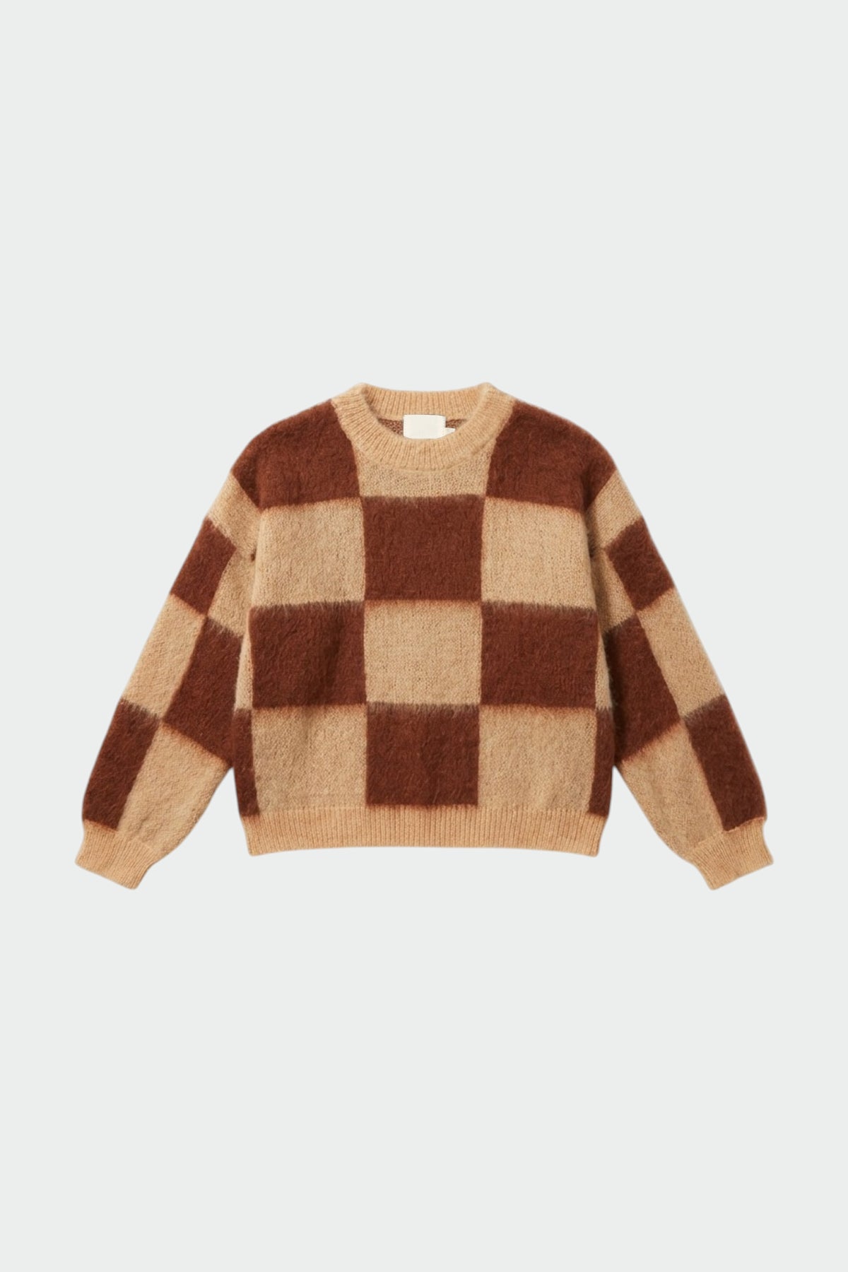 BRUSHED-EFFECT PLAID SWEATER