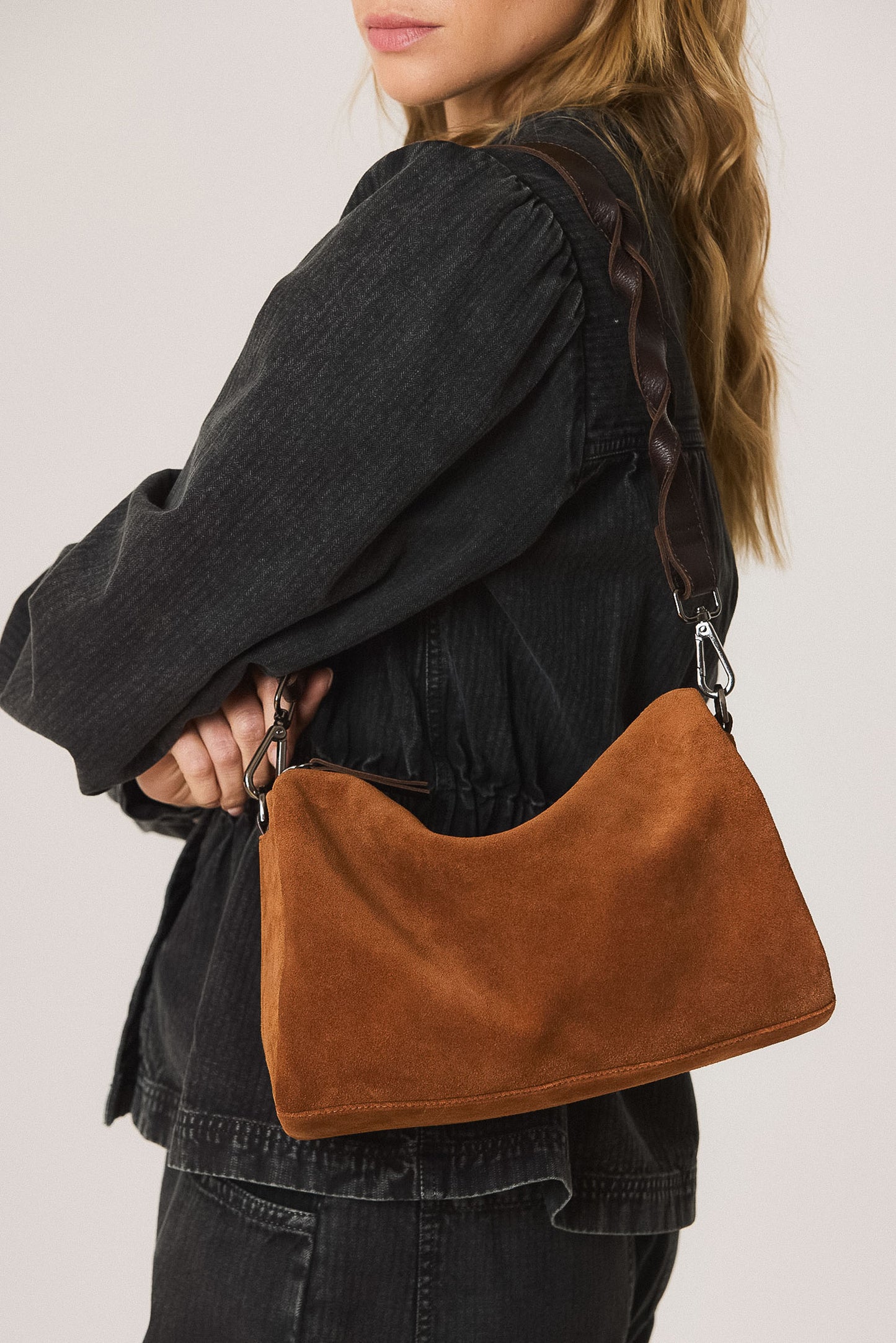 SPLIT-SUEDE SHOULDER BAG