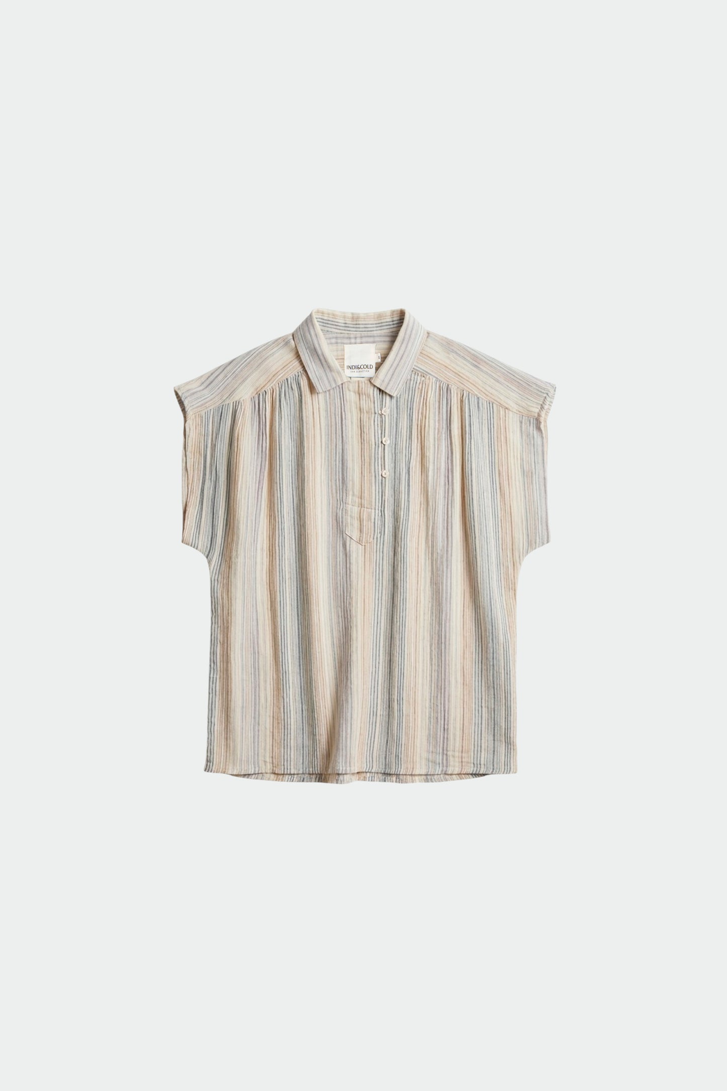STRIPED DOUBLE-GAUZE BLOUSE