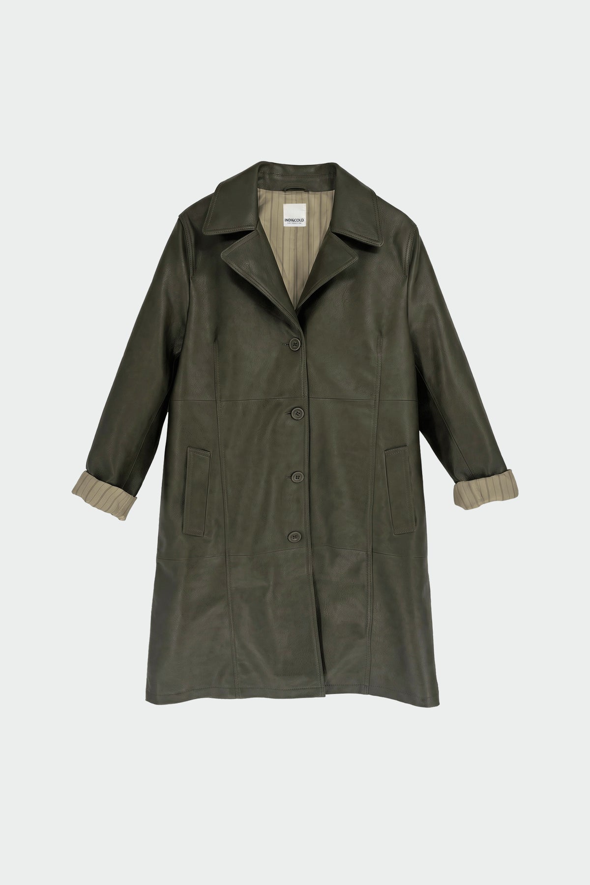 LONG LEATHER-EFFECT COAT