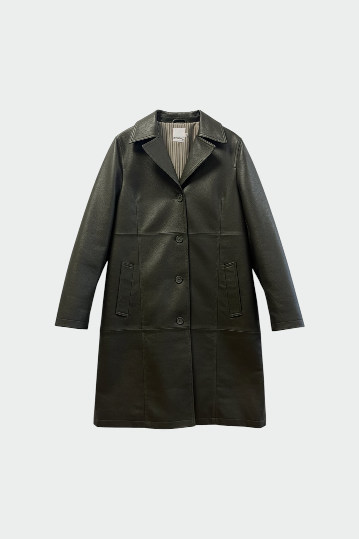 LONG LEATHER-EFFECT COAT