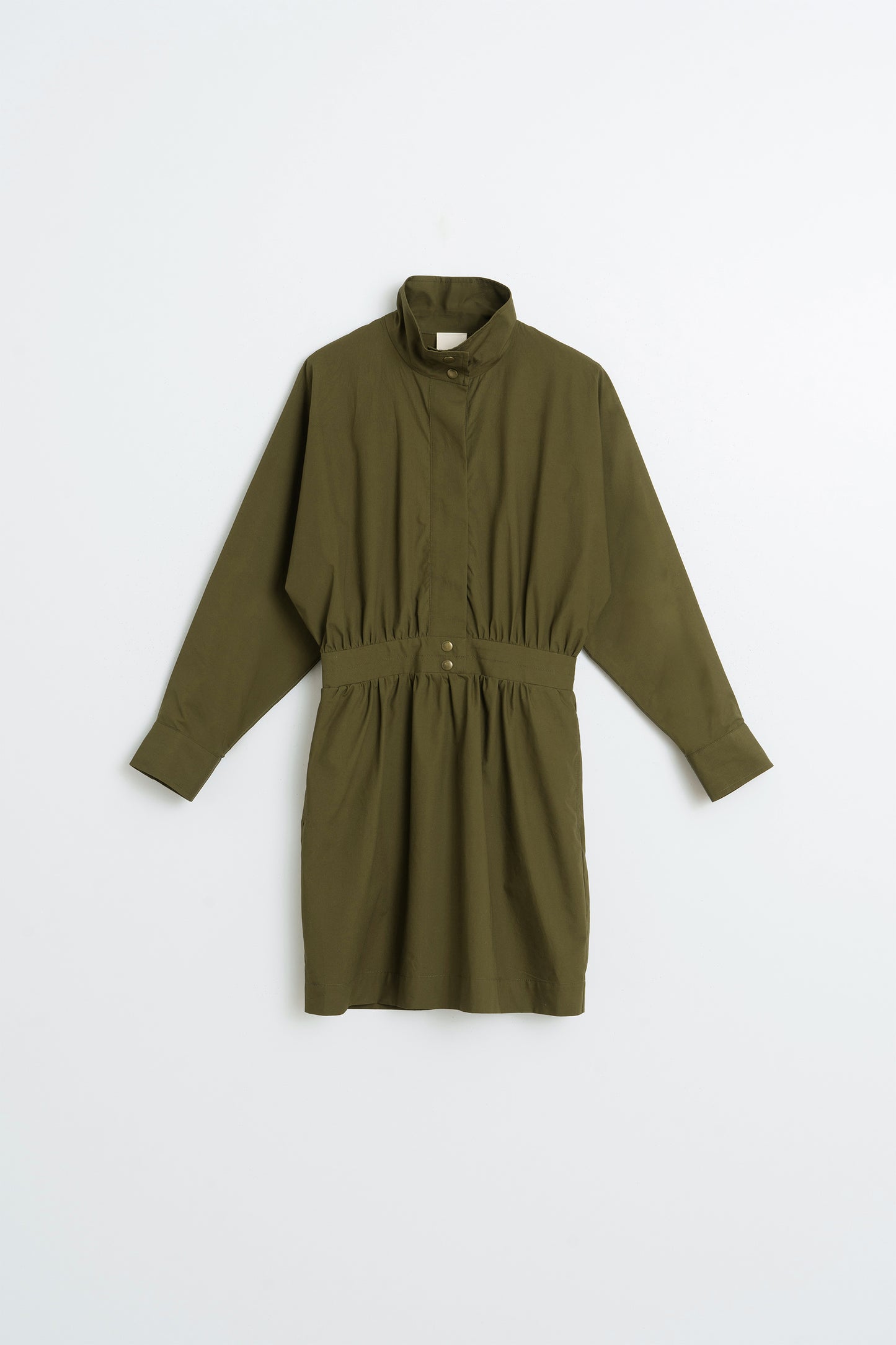 HIGH-NECK POPLIN DRESS