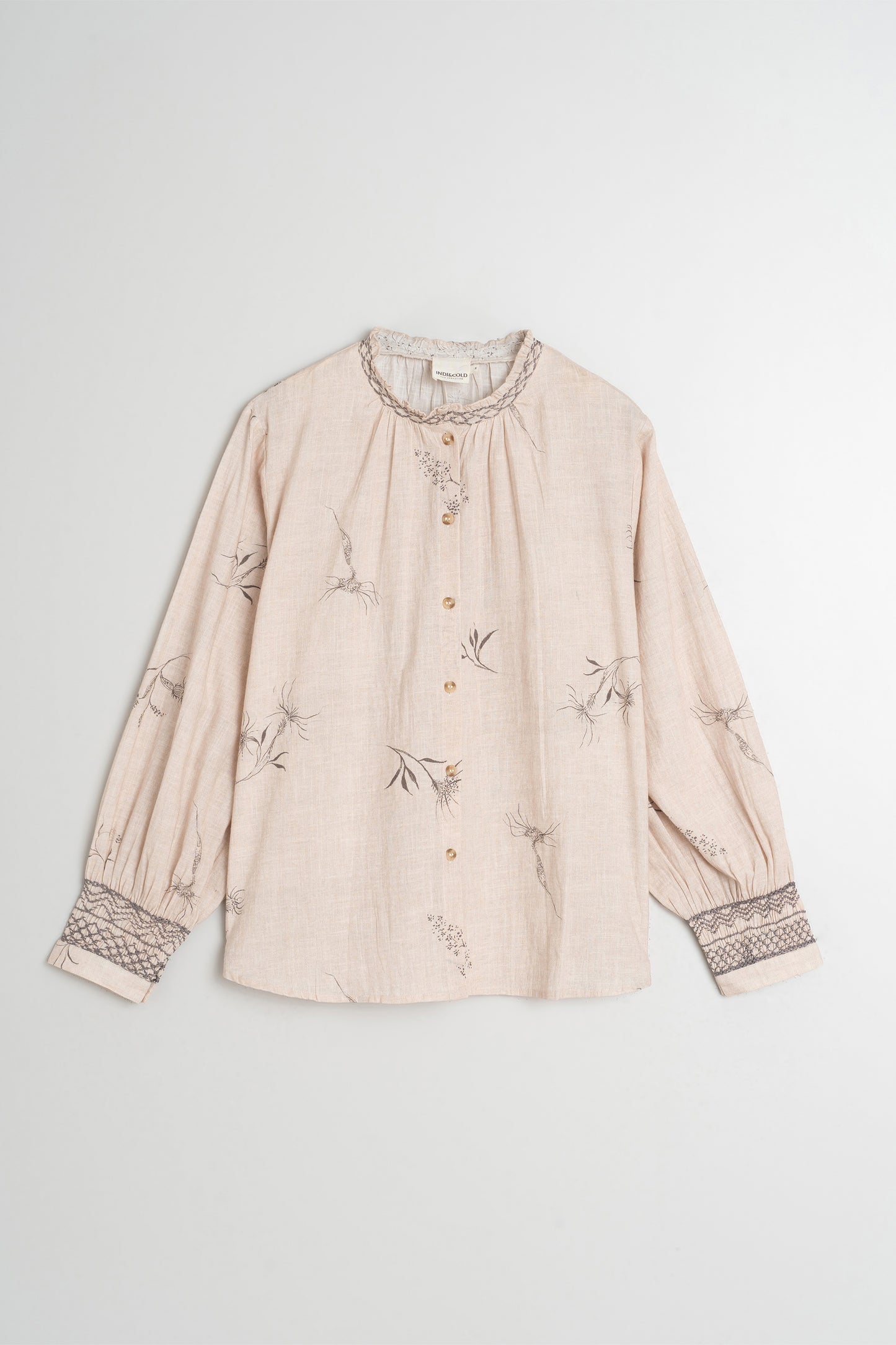 FLOWER PRINT SHIRT WITH FEATHER DETAILS