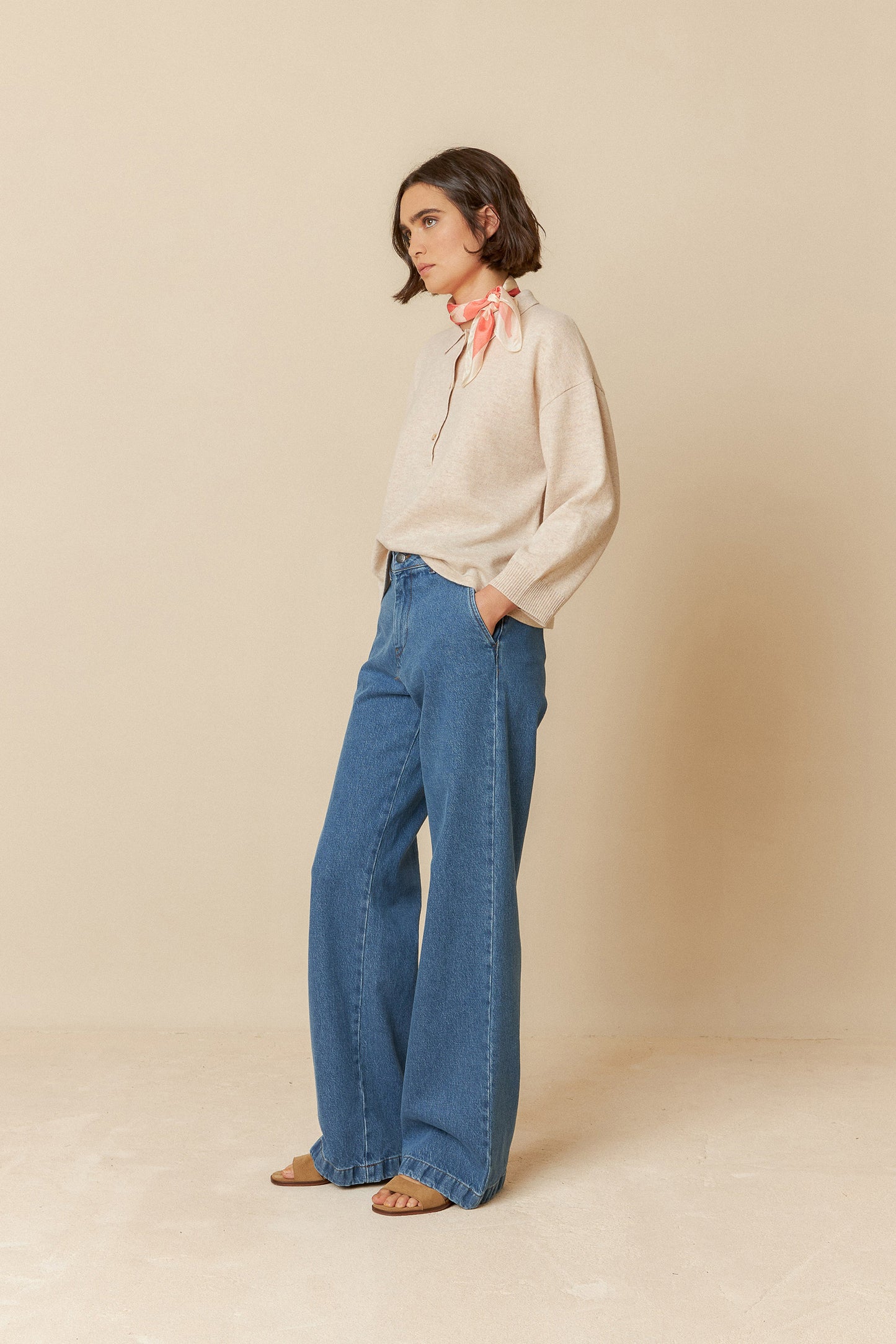 WIDE LEG CHINO PANTS