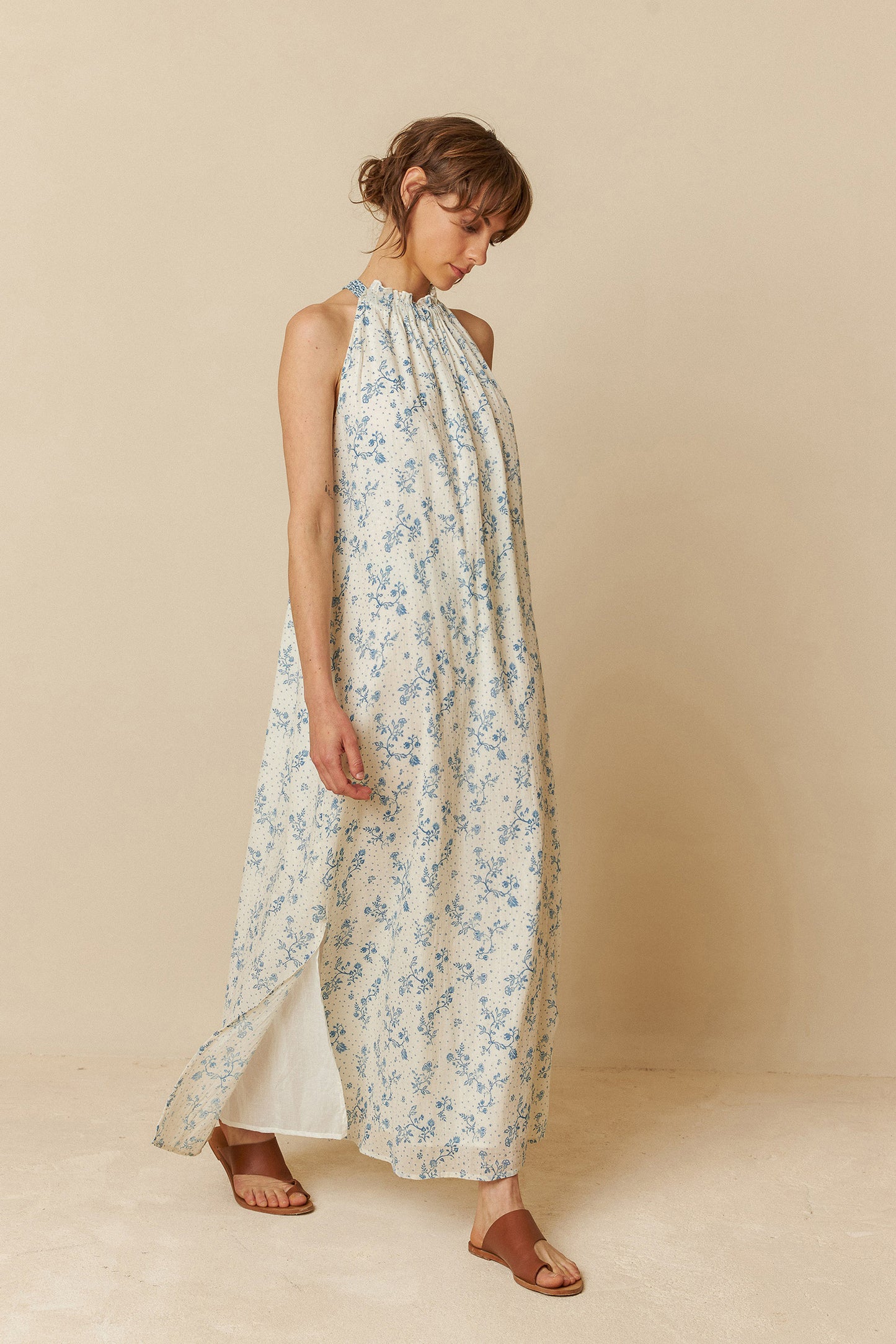 BICOLOR HALTER DRESS