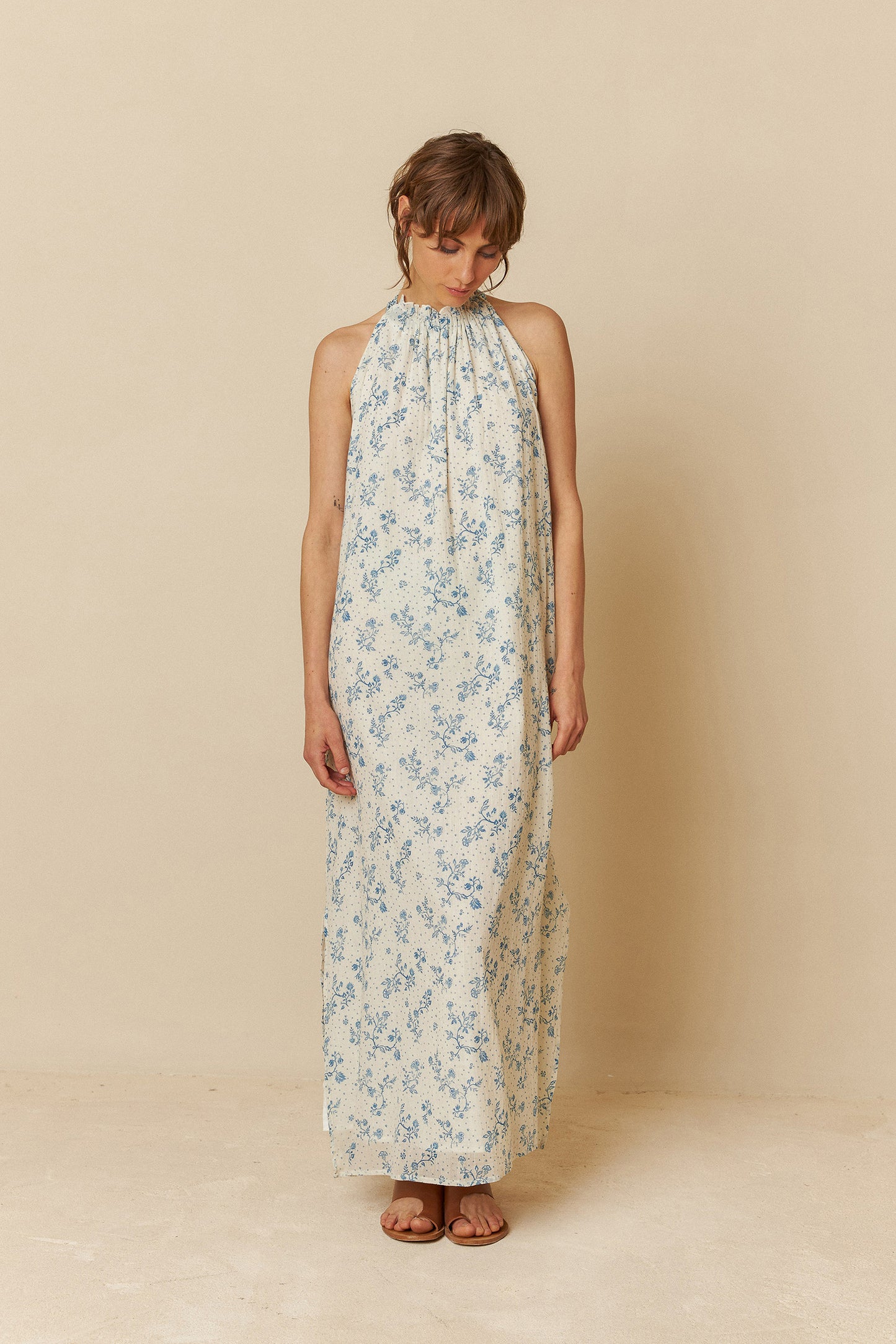 BICOLOR HALTER DRESS