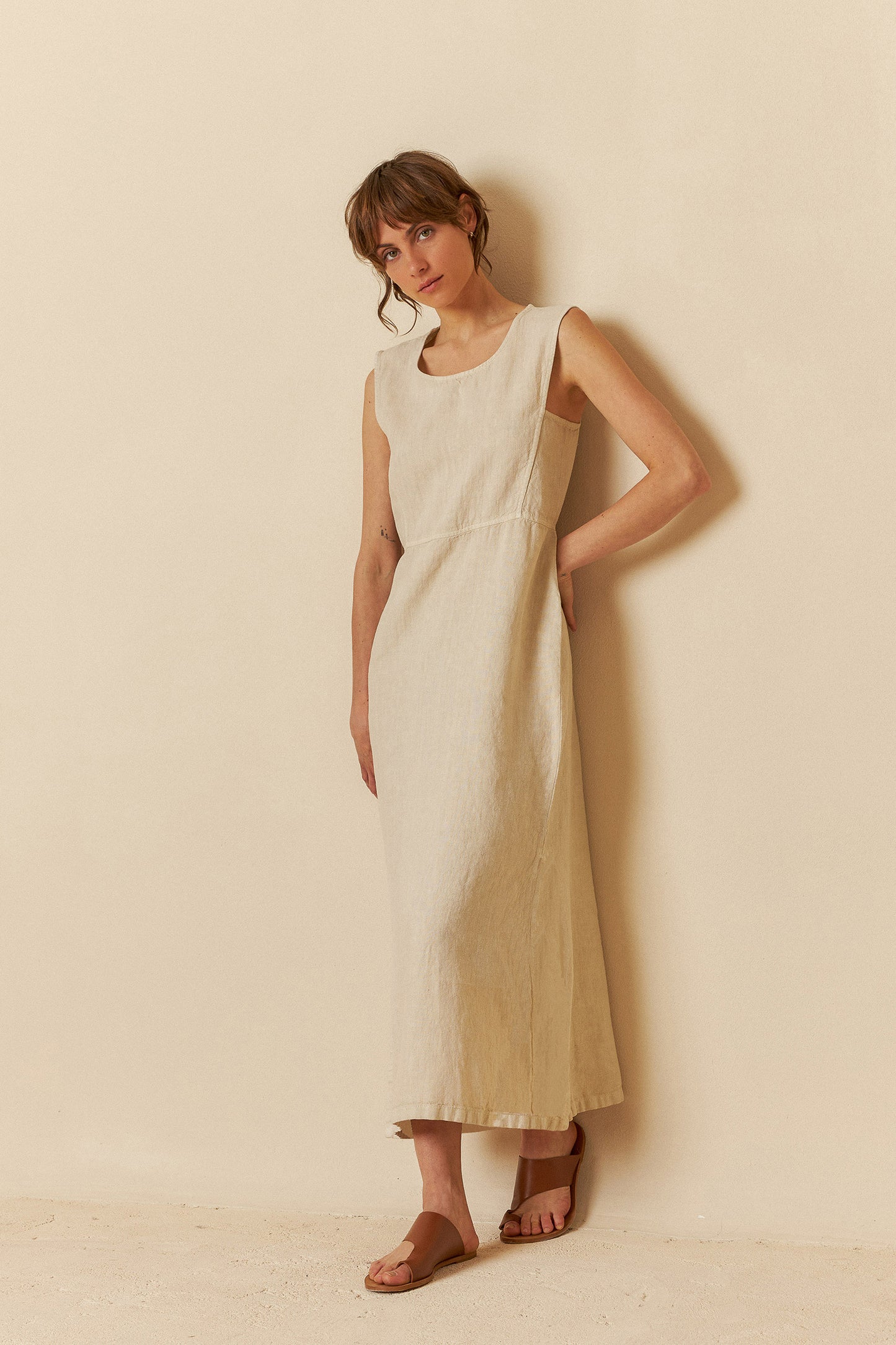 LINEN MIDI DRESS
