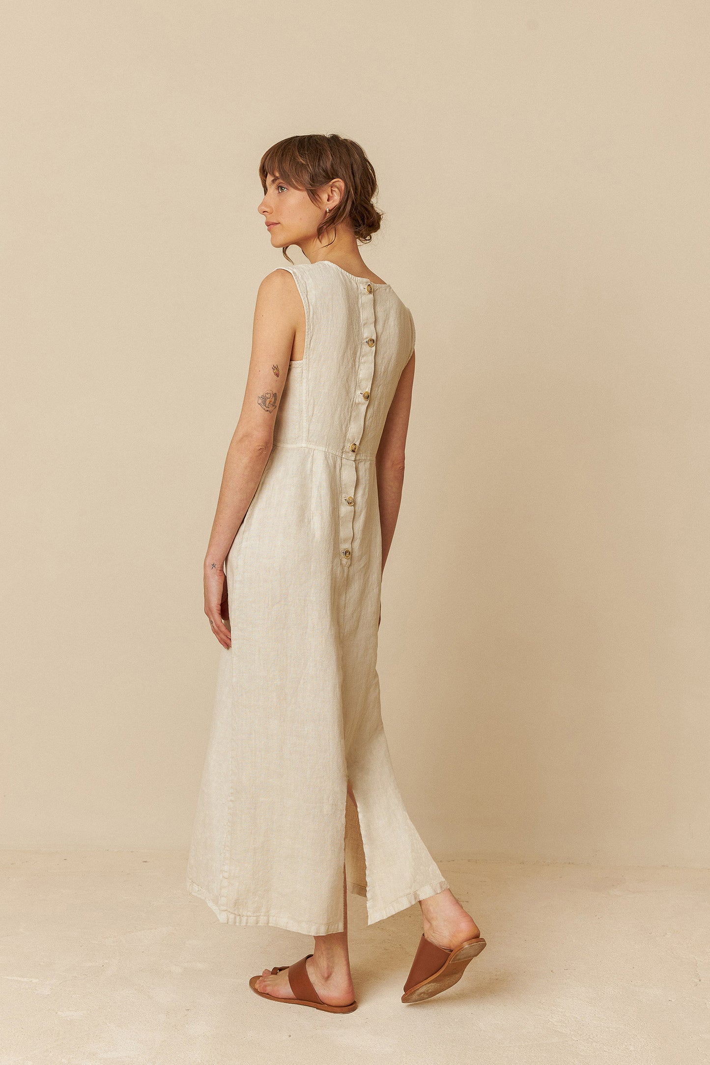 LINEN MIDI DRESS