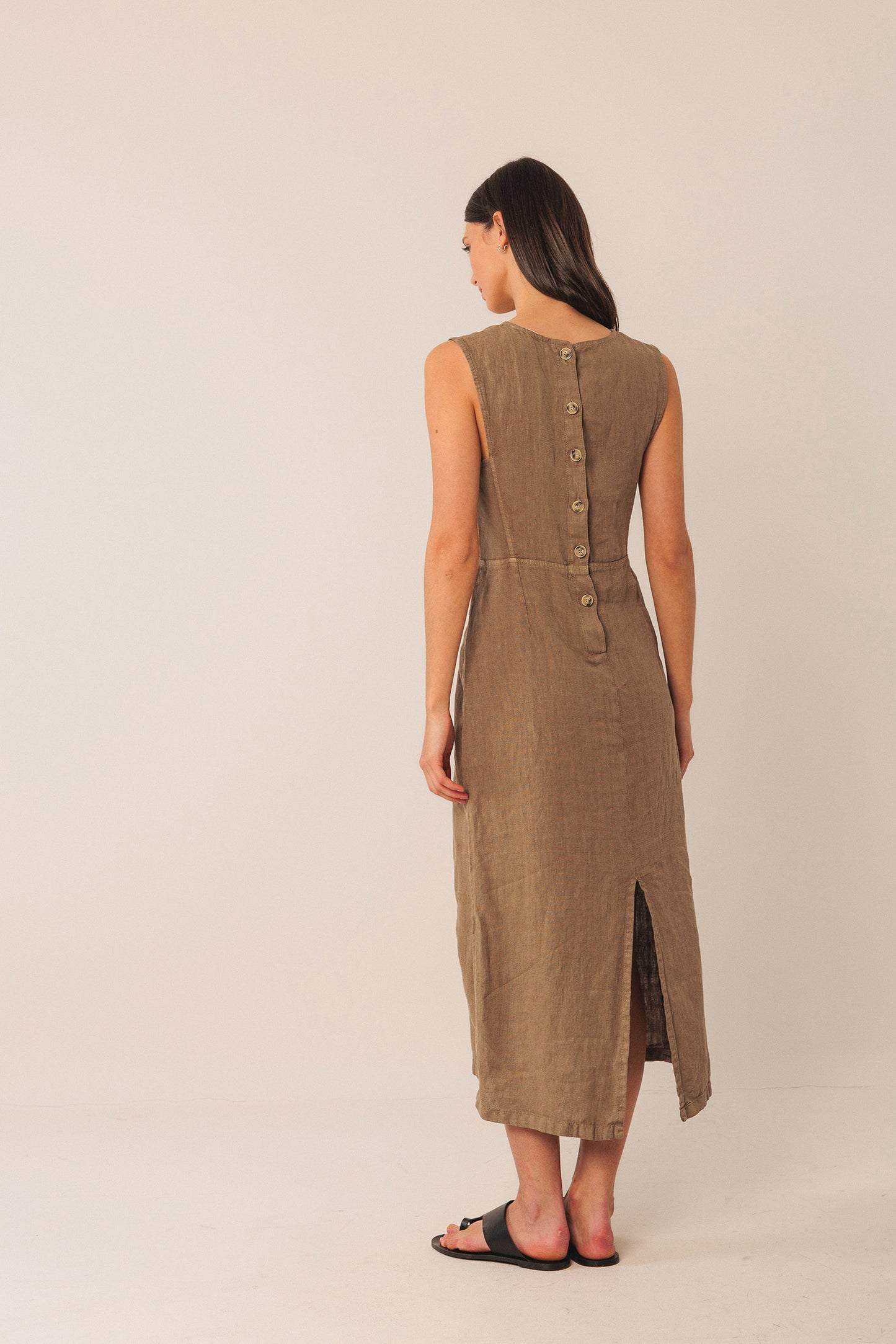 LINEN MIDI DRESS