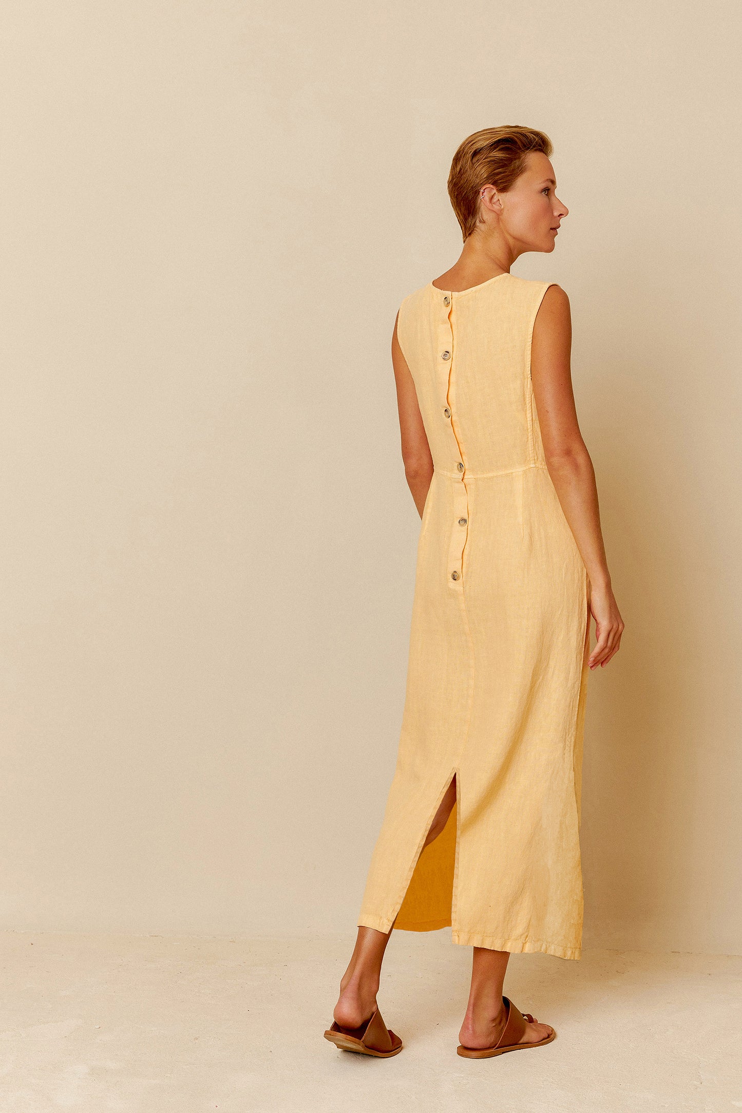 LINEN MIDI DRESS