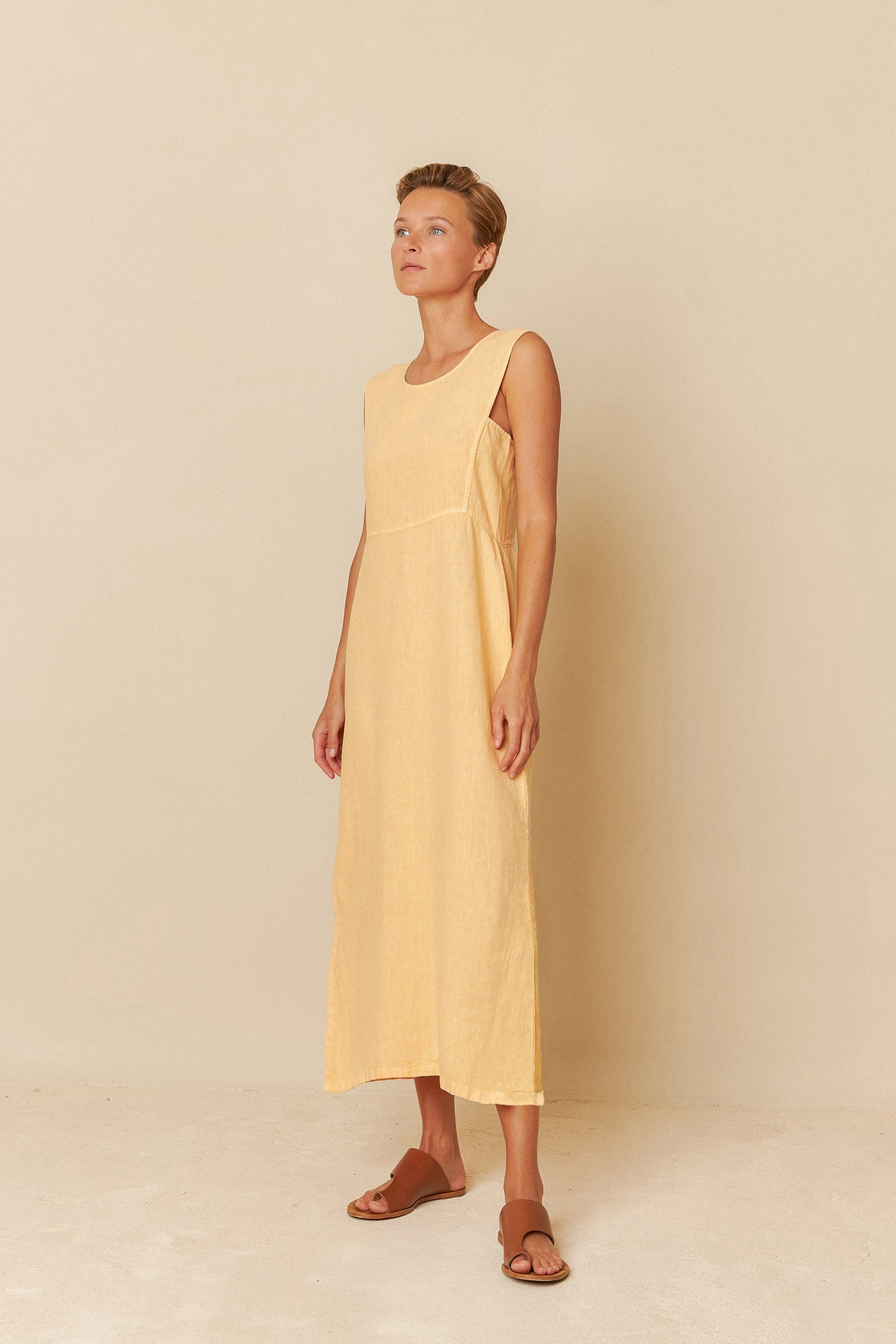 LINEN MIDI DRESS