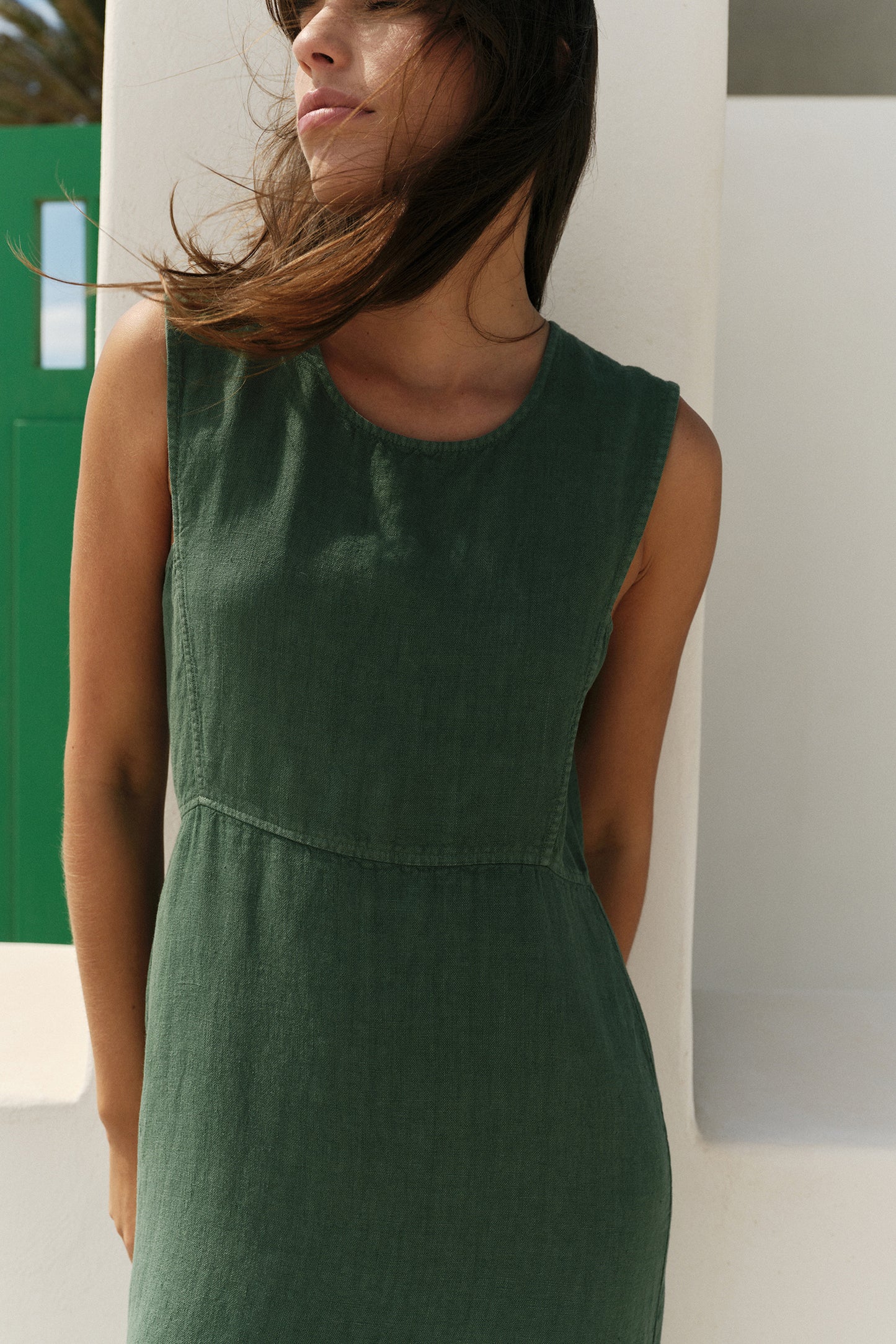 LINEN MIDI DRESS