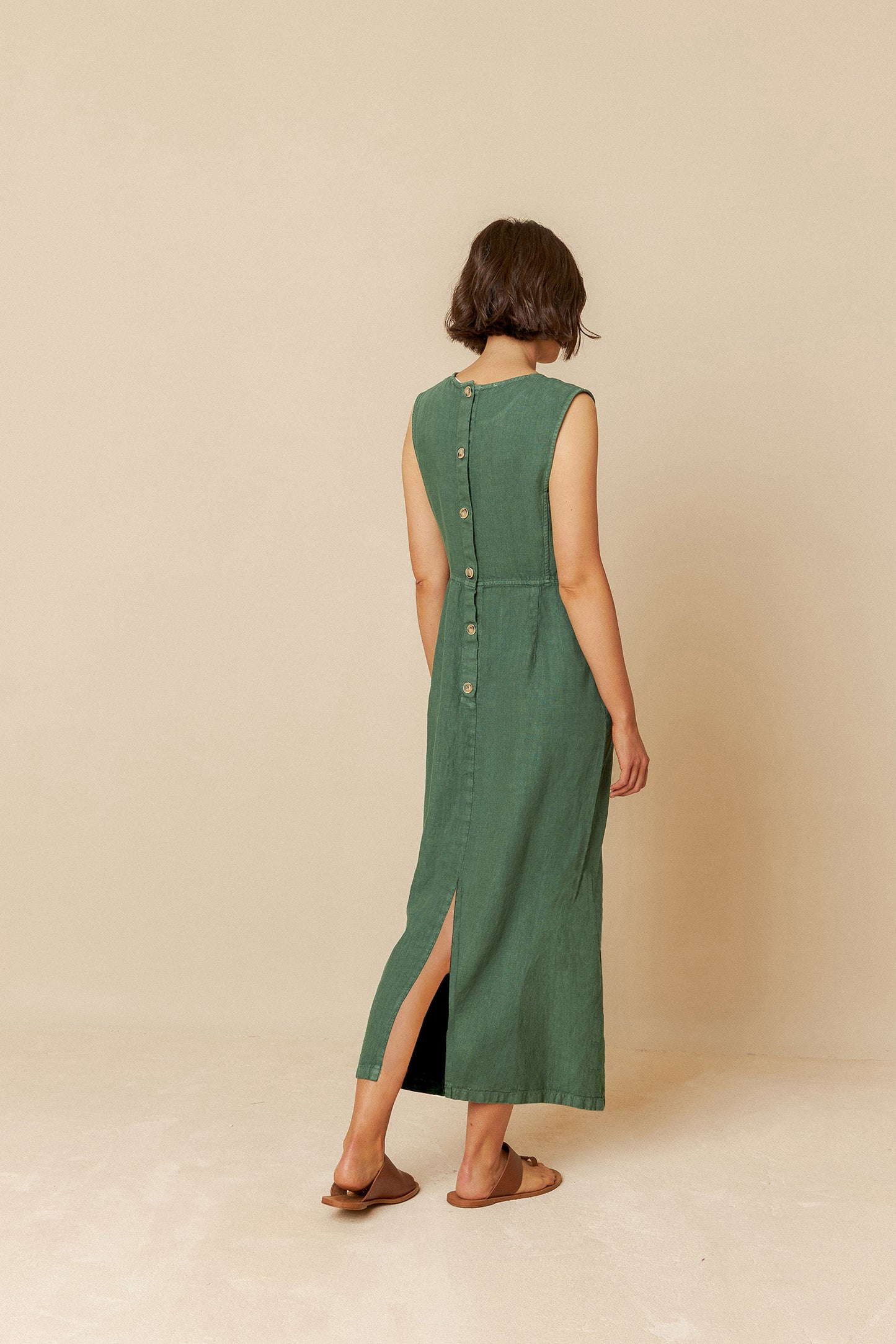 LINEN MIDI DRESS