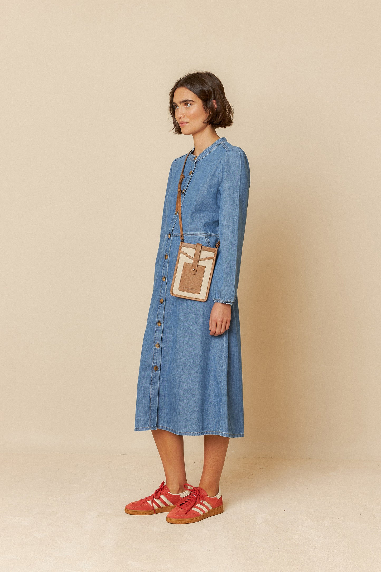 WASHED-EFFECT DENIM DRESS