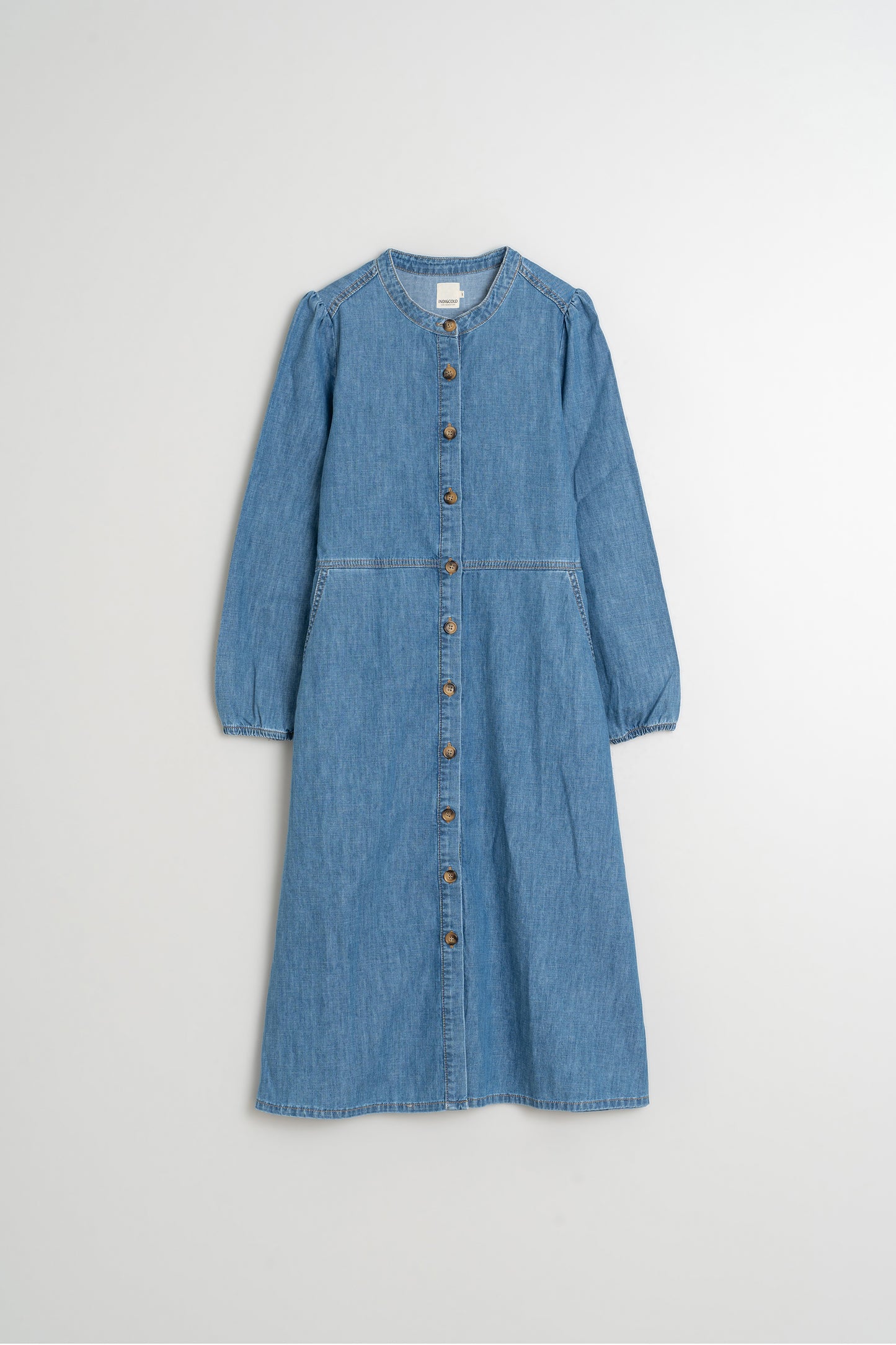 WASHED-EFFECT DENIM DRESS