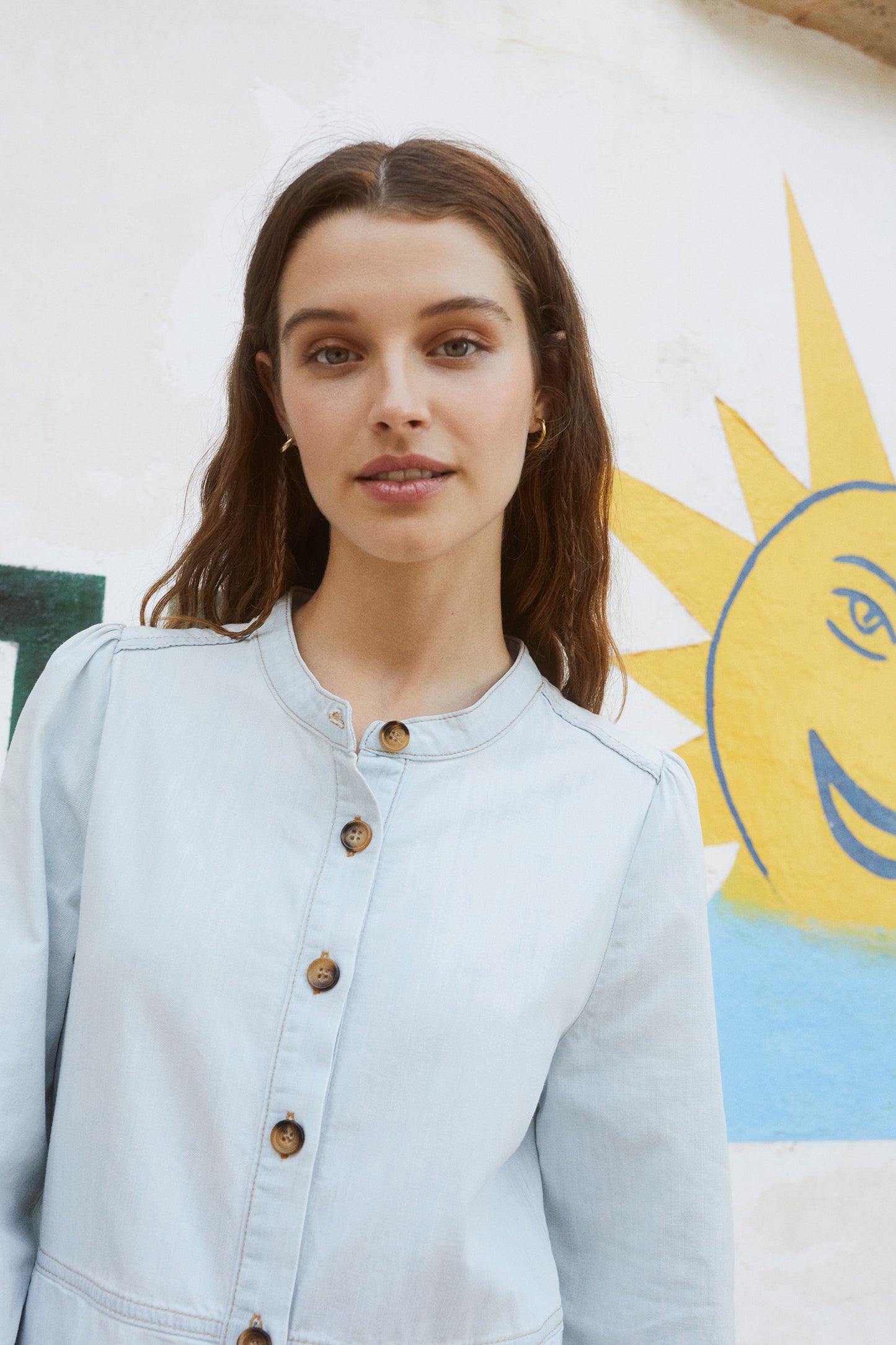 WASHED-EFFECT DENIM DRESS