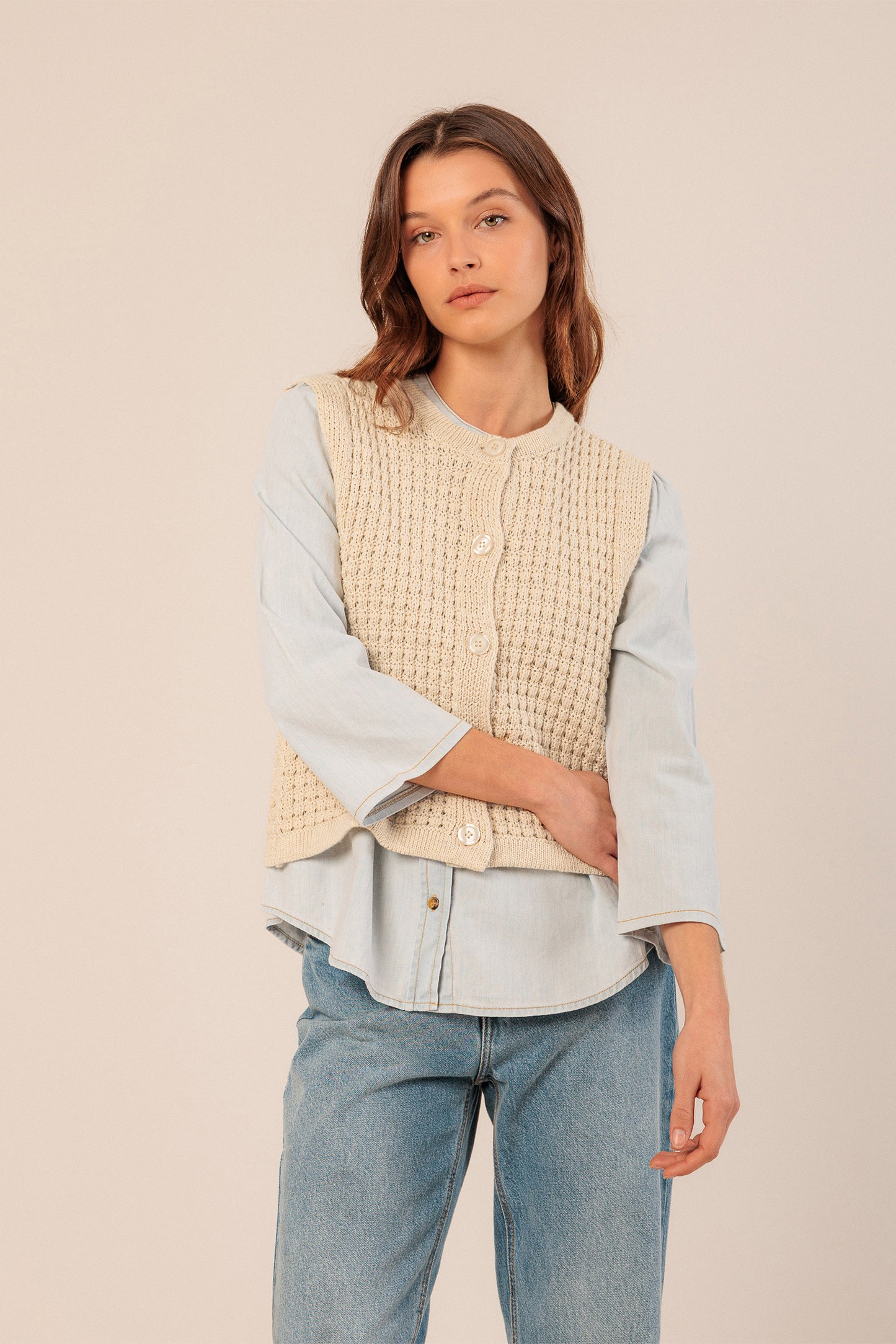 BASKET WEAVE KNIT VEST