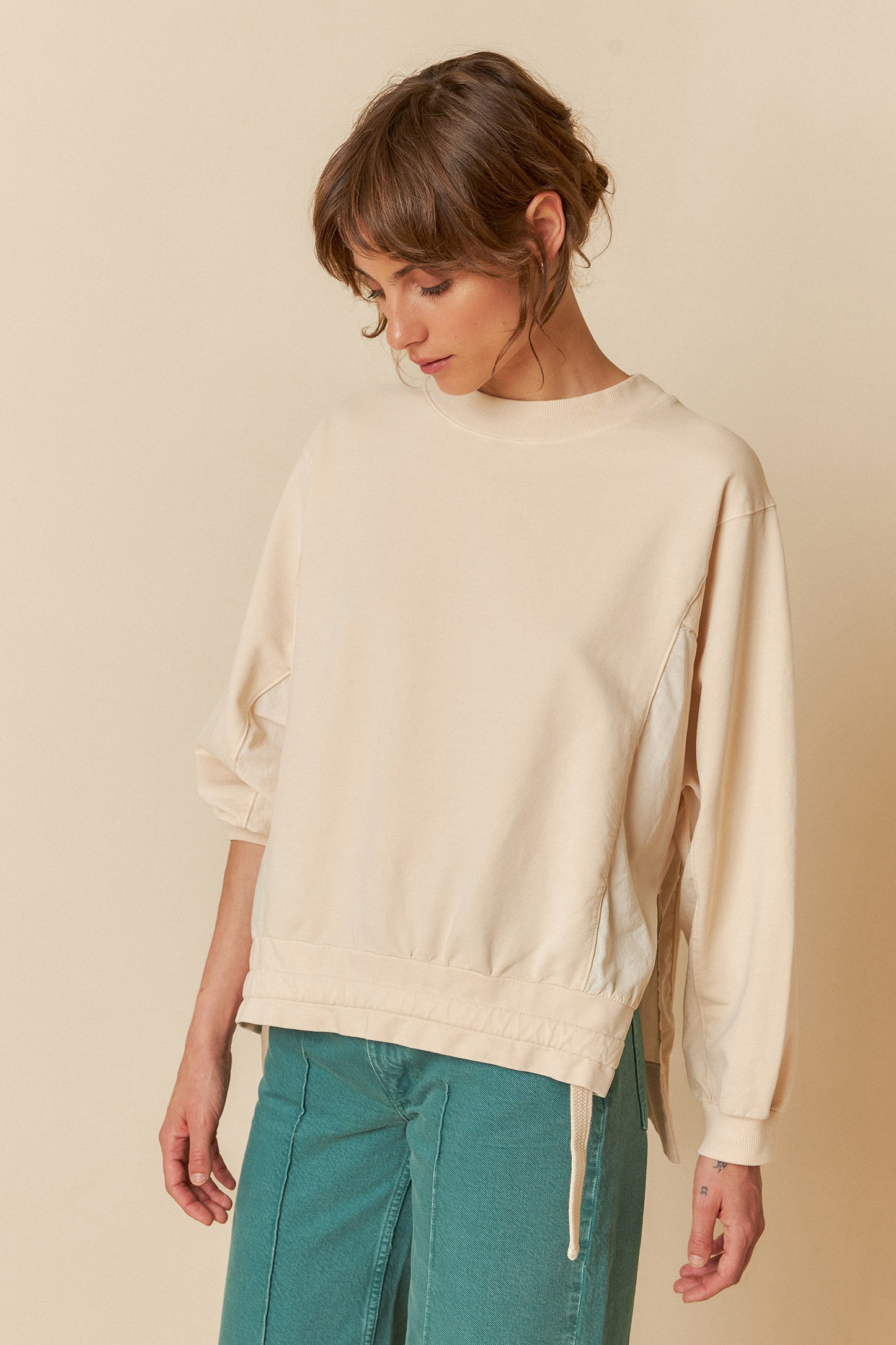 COTTON SWEATSHIRT WITH TIES
