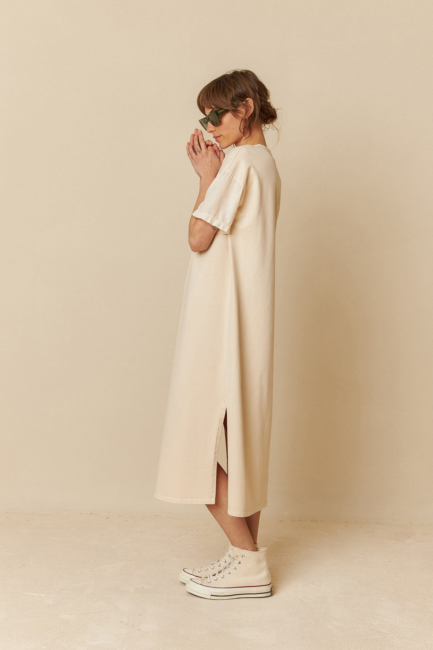 FLEECE DRESS WITH SLITS