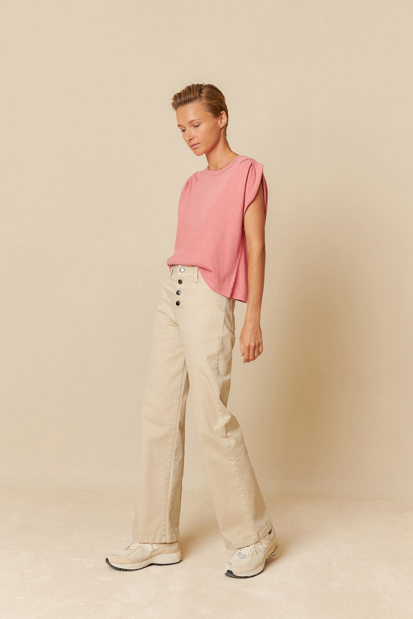 PLEATED MELANGE T-SHIRT