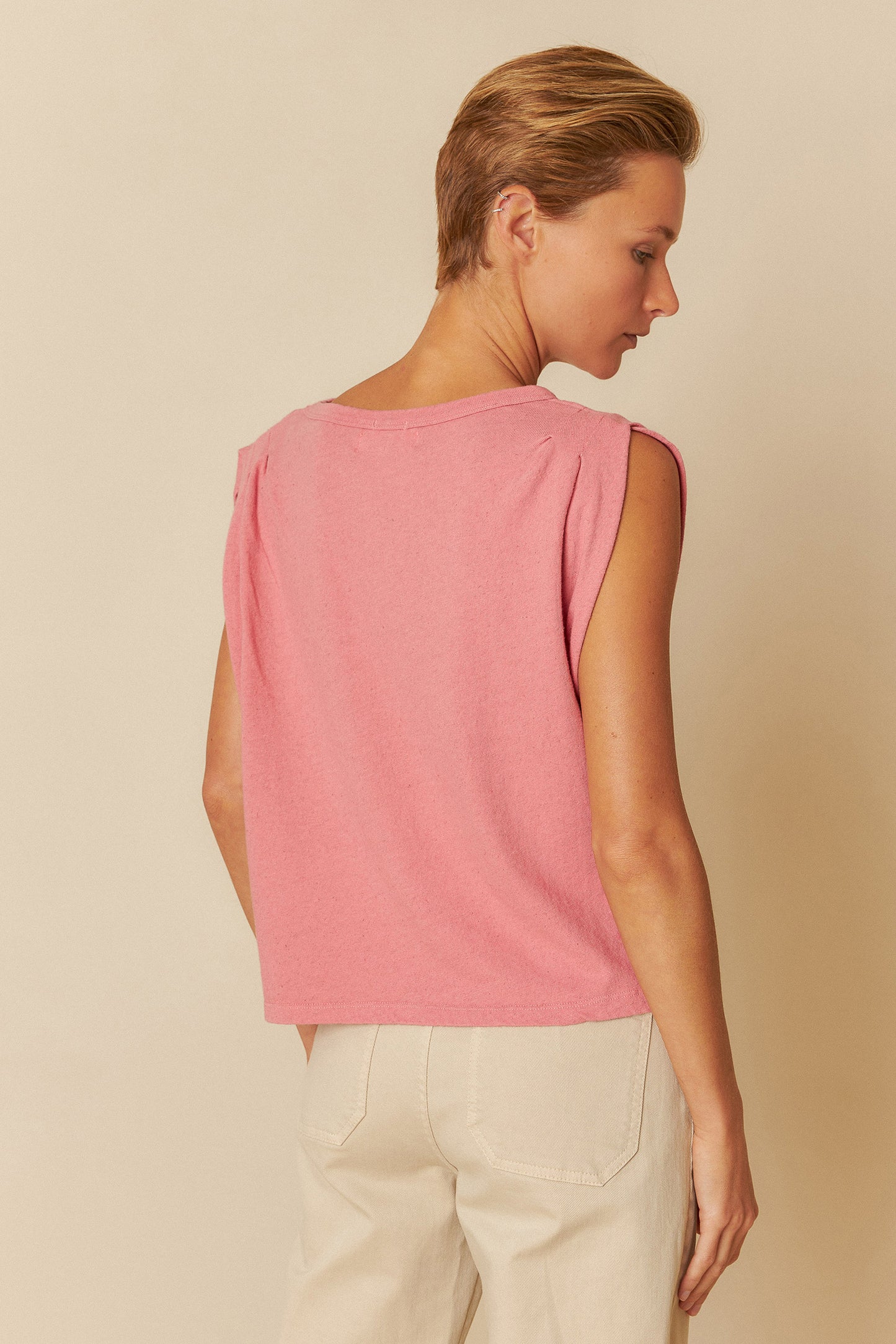 PLEATED MELANGE T-SHIRT